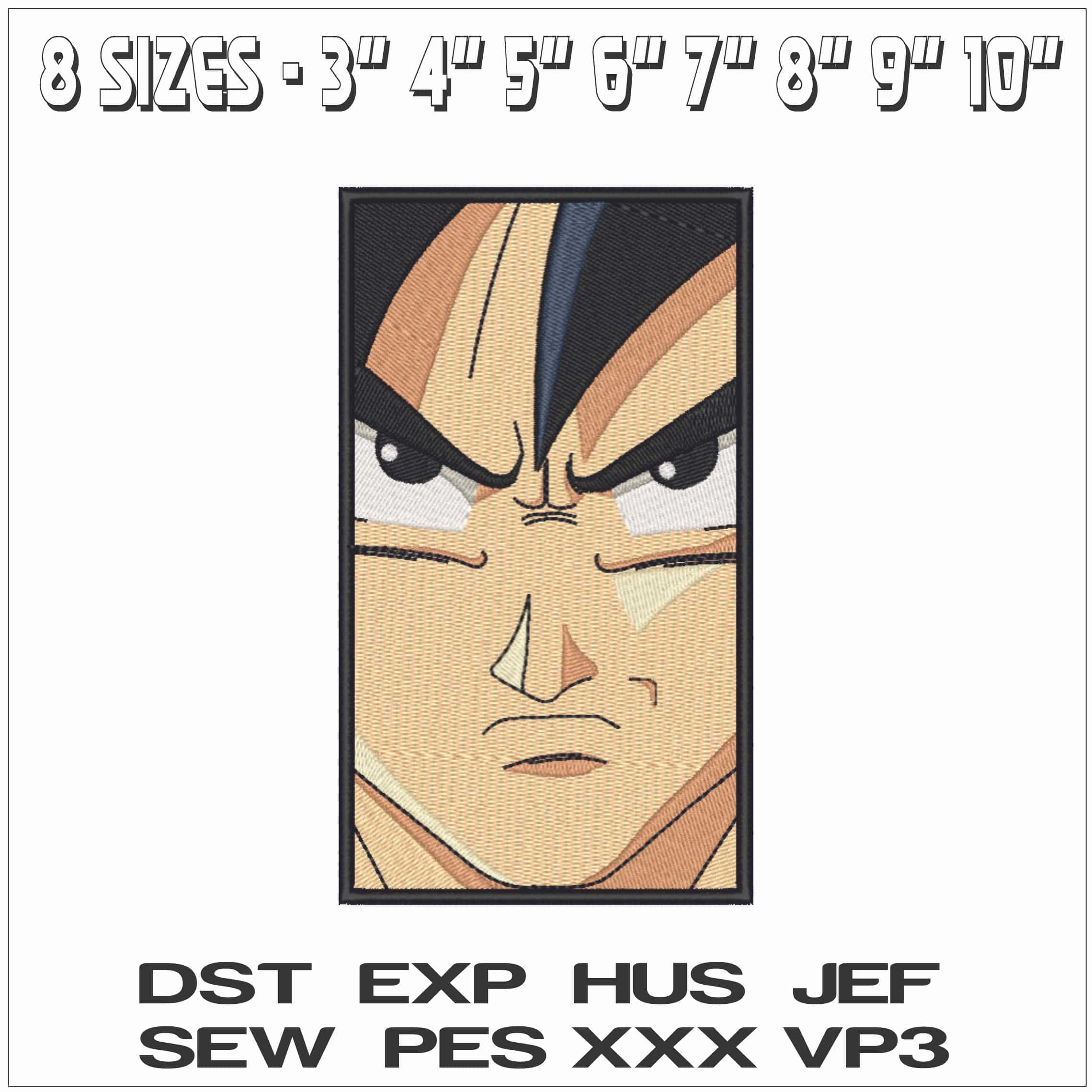 Goku Face Vertical - Dragon Ball - Anime-Elegant embroidery design file - instant download — view 2