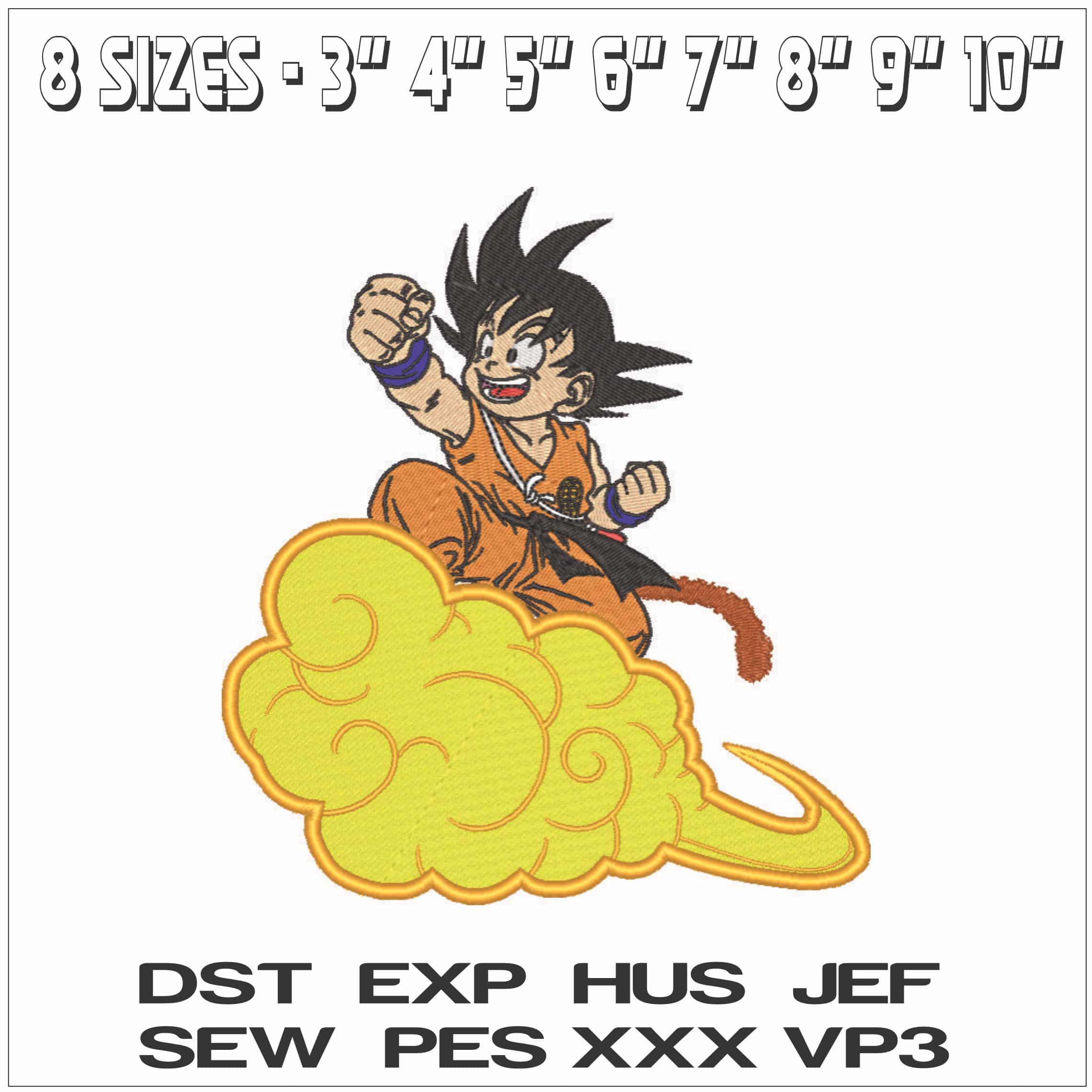 Goku on Cloud - Dragon Ball - Anime-Elegant embroidery design file - instant download — view 2