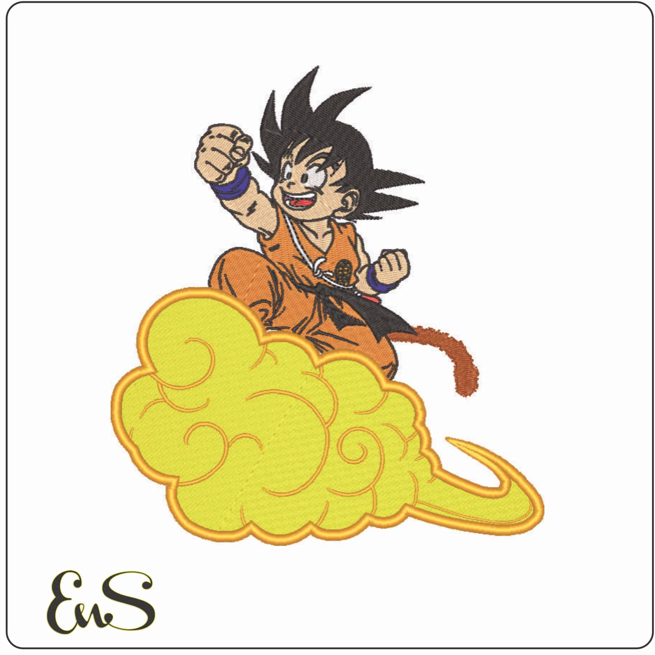 Goku on Cloud - Dragon Ball - Anime-Elegant embroidery design file - instant download