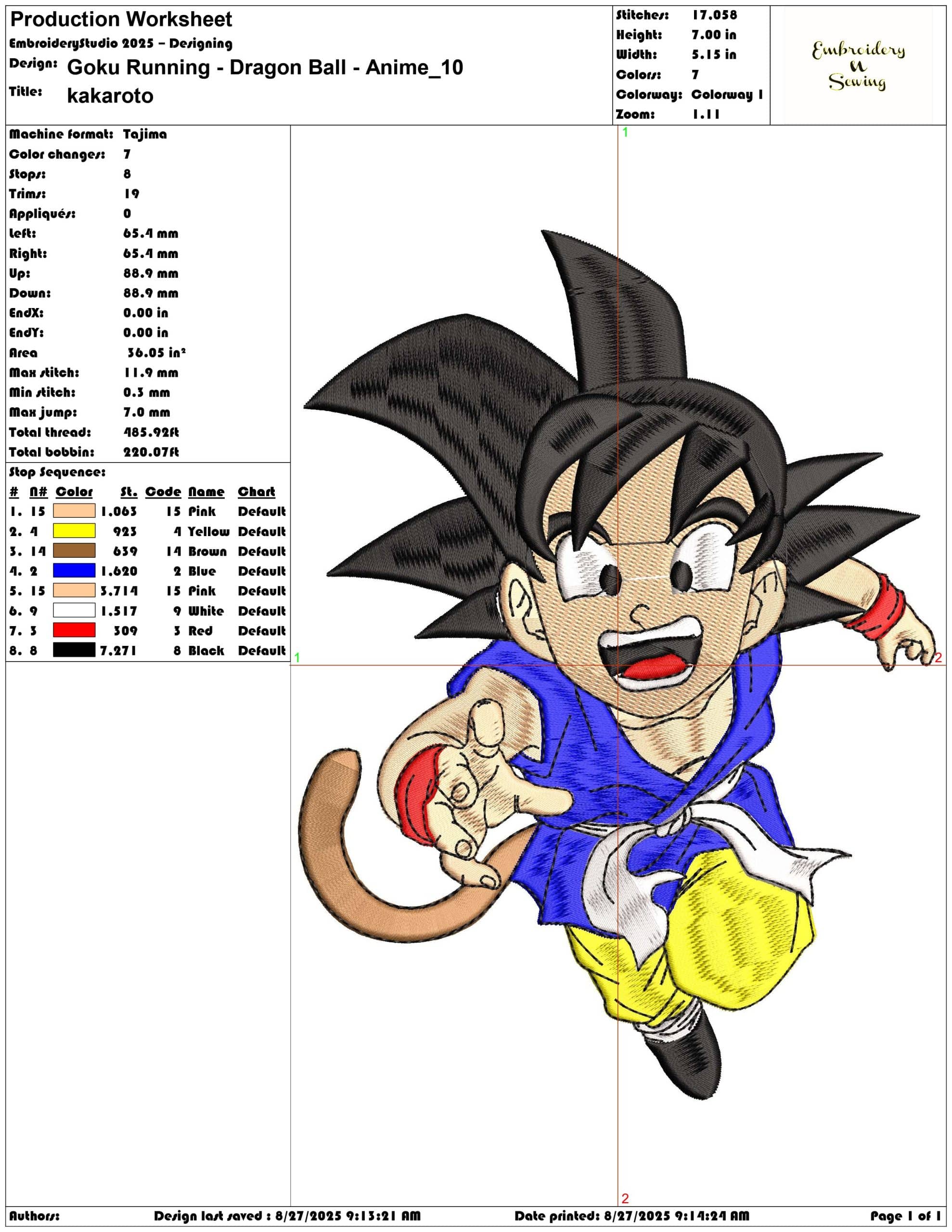 Goku Running - Dragon Ball - Anime-Elegant embroidery design file - instant download — view 3