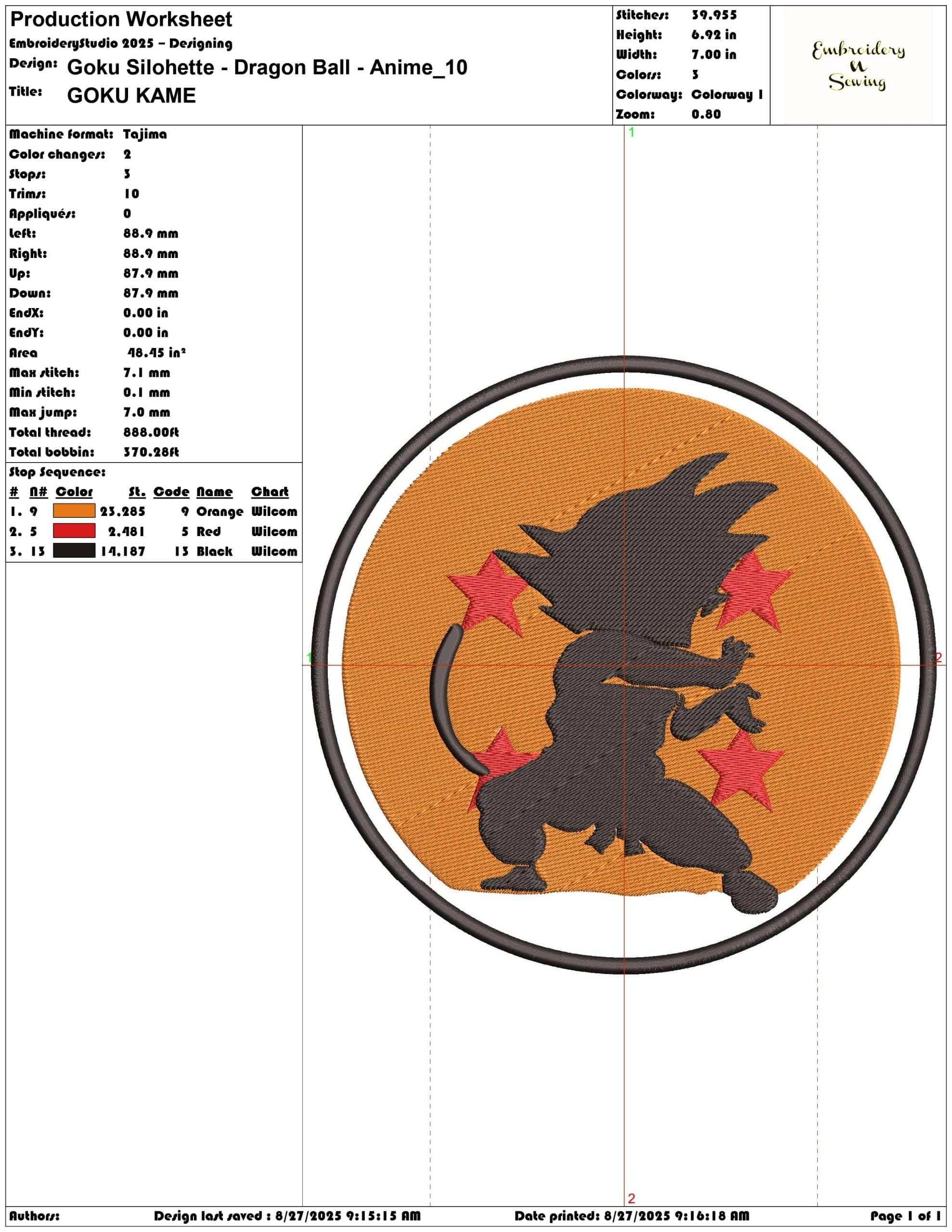 Goku Silohette - Dragon Ball - Anime-Elegant embroidery design file - instant download — view 3