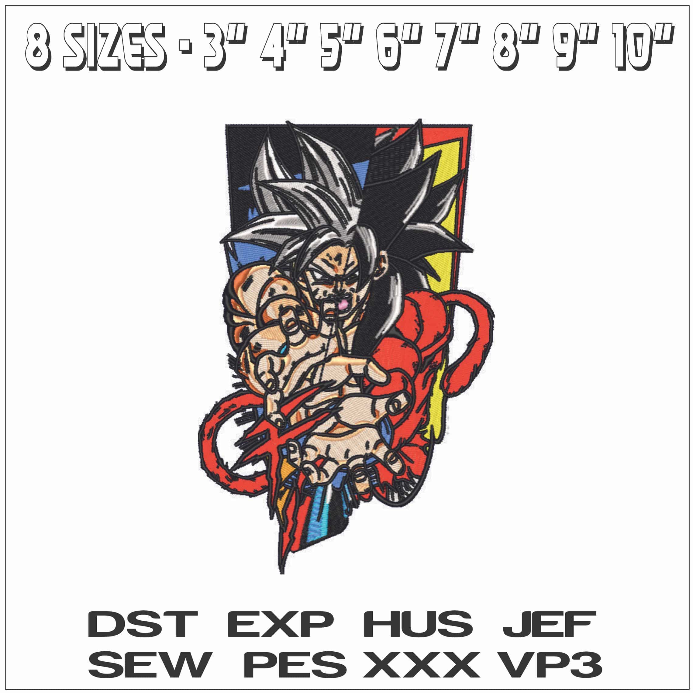 Goku Super Siayan 4 - Dragon Ball - Anime-Elegant embroidery design file - instant download — view 2