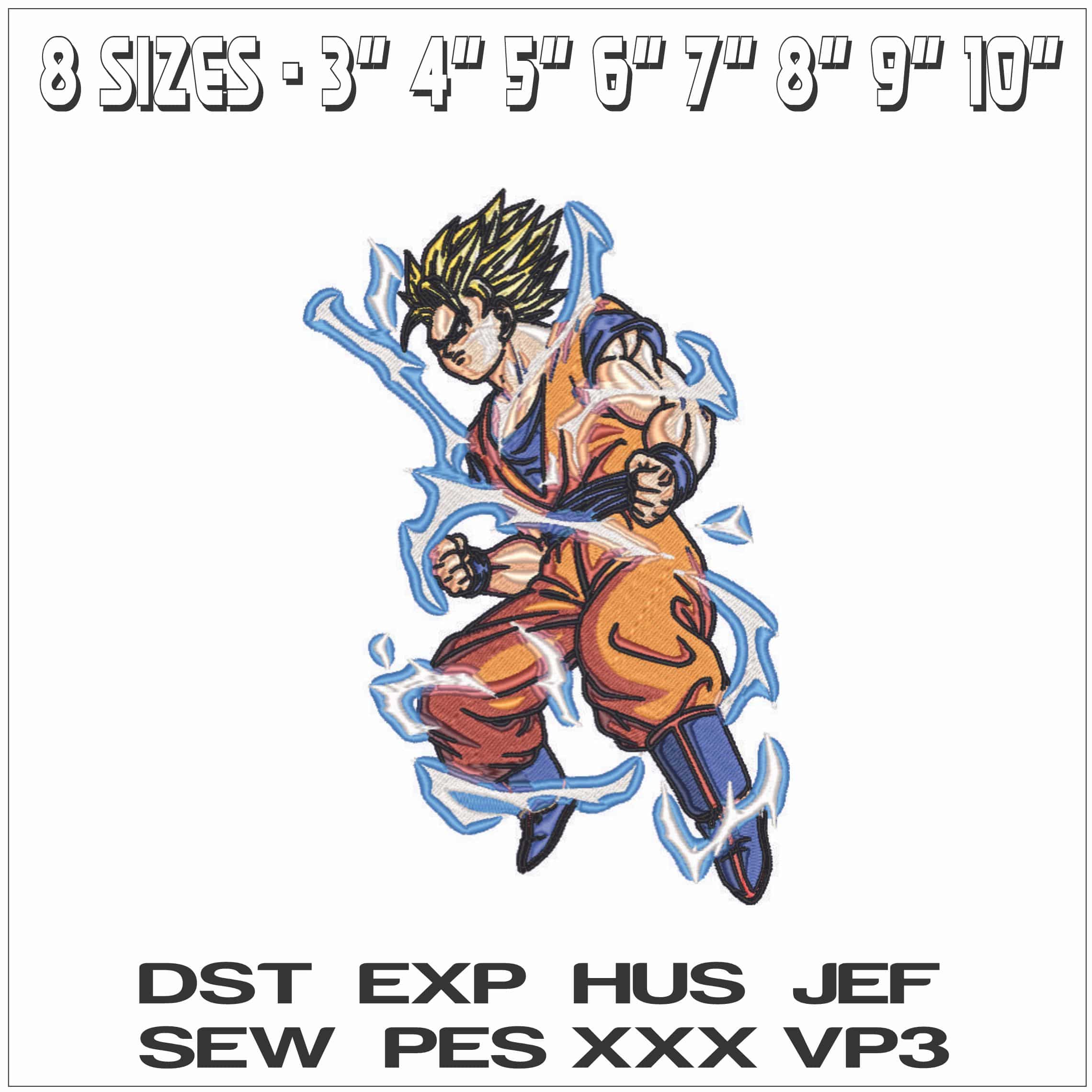 Goku Transformation - Dragon Ball - Anime-Elegant embroidery design file - instant download — view 2