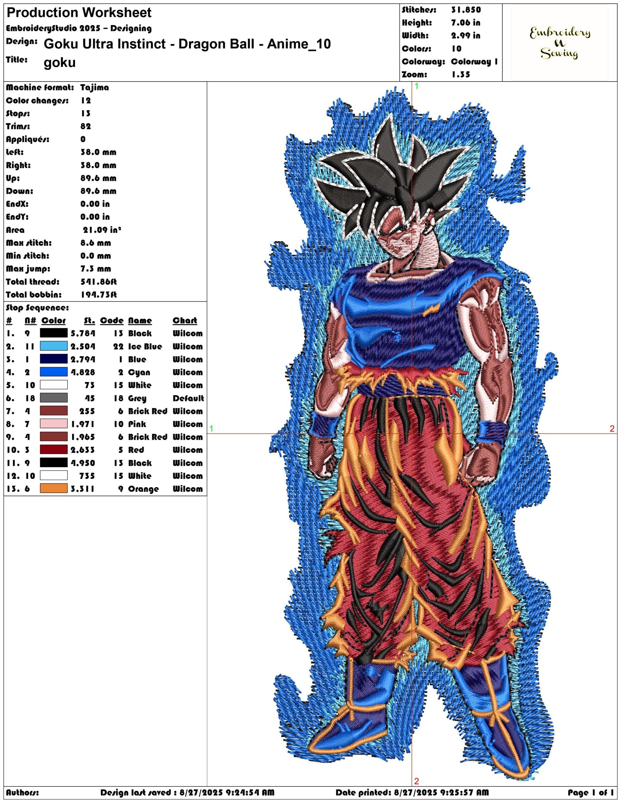 Goku Ultra Instinct - Dragon Ball - Anime-Elegant embroidery design file - instant download — view 3
