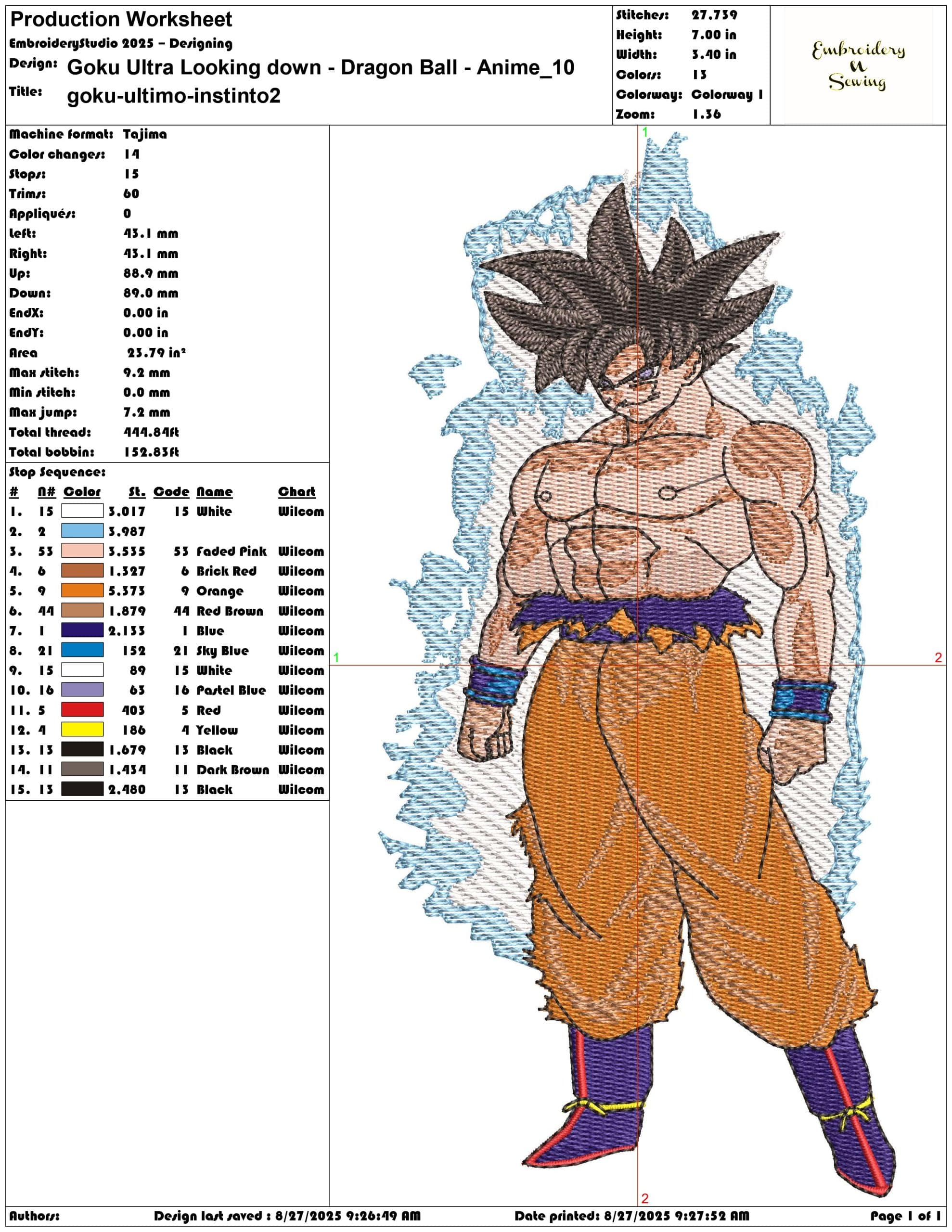Goku Ultra Looking down - Dragon Ball - Anime-Elegant embroidery design file - instant download — view 3