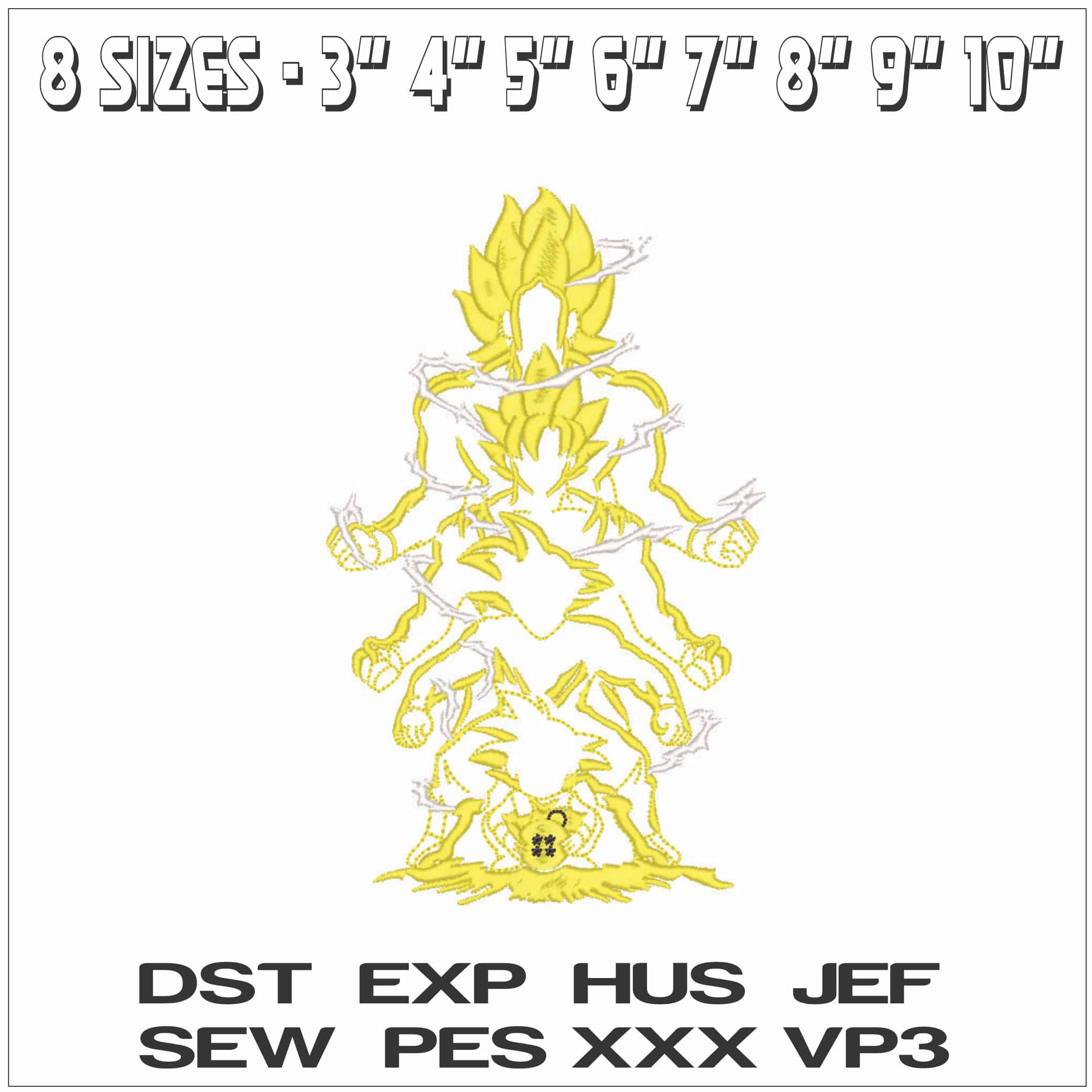 Goku Various Transformation - Dragon Ball - Anime-Elegant embroidery design file - instant download — view 2
