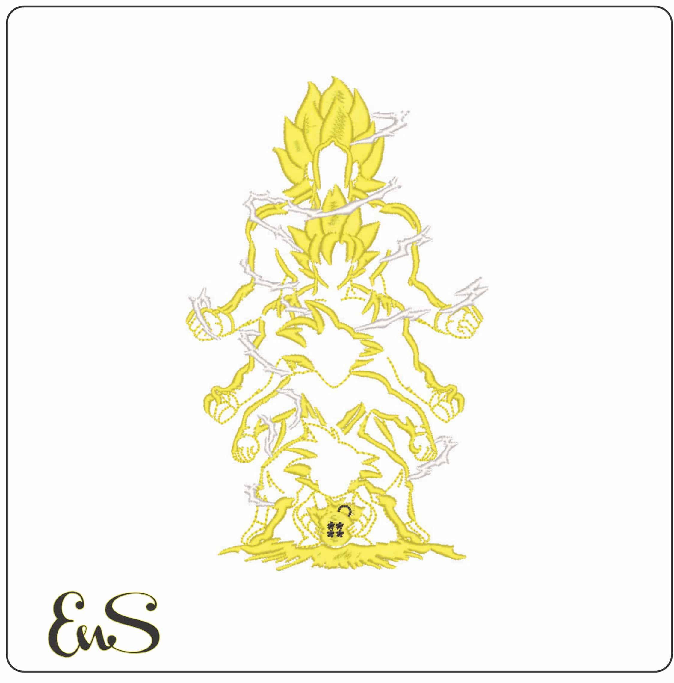 Goku Various Transformation - Dragon Ball - Anime-Elegant embroidery design file - instant download