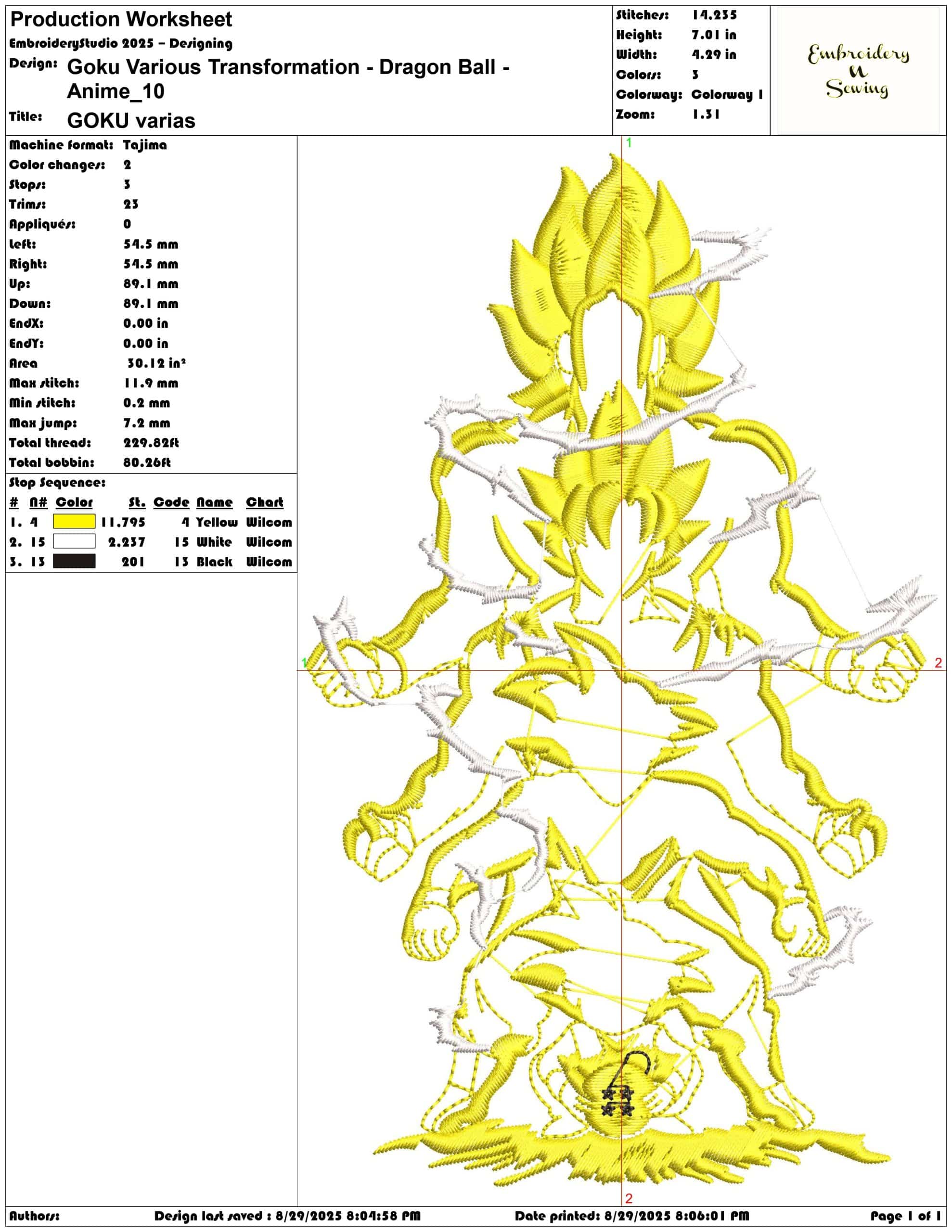 Goku Various Transformation - Dragon Ball - Anime-Elegant embroidery design file - instant download — view 3