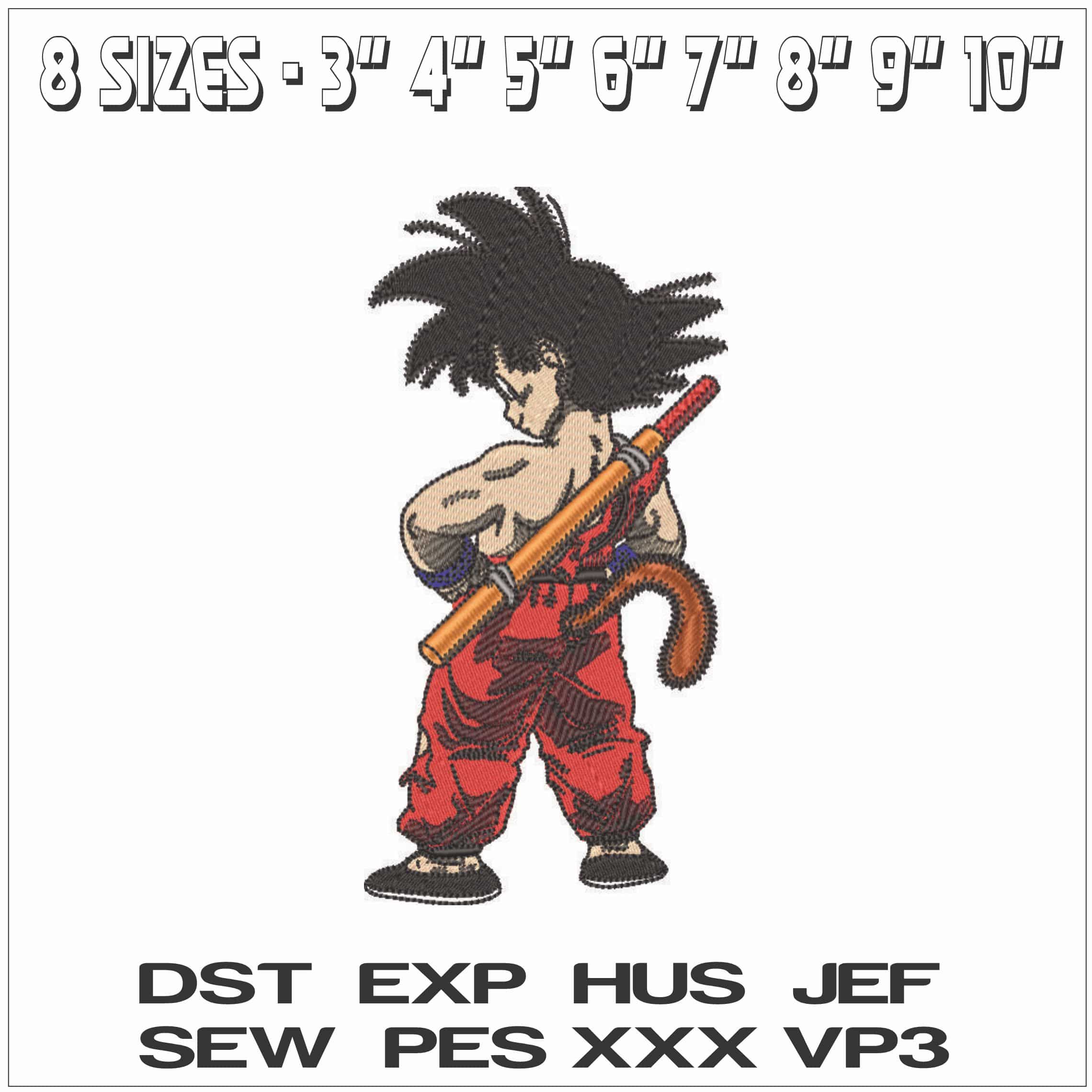 Guko Posing from behind - Dragon Ball - Anime-Elegant embroidery design file - instant download — view 2