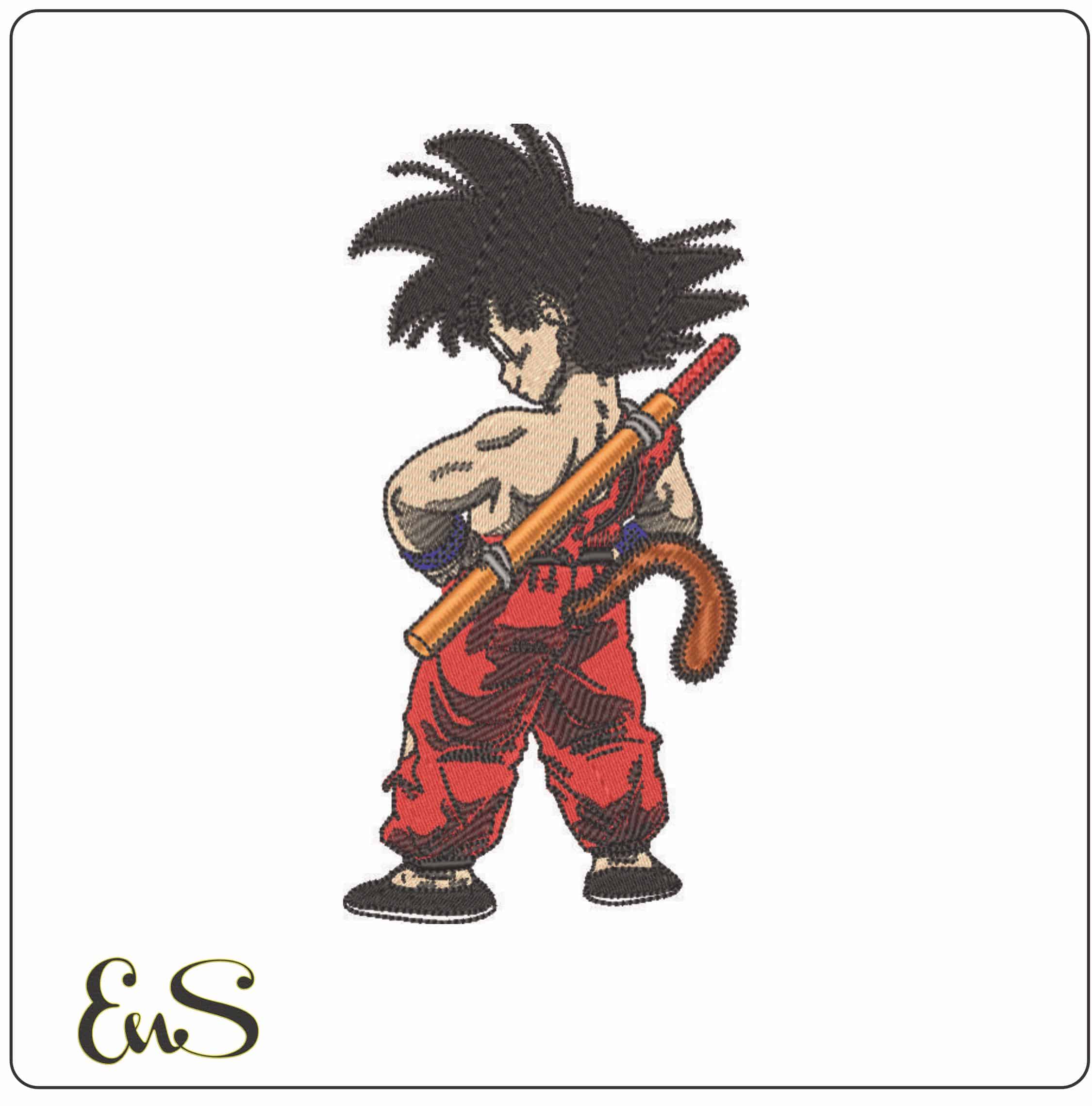 Guko Posing from behind - Dragon Ball - Anime-Elegant embroidery design file - instant download