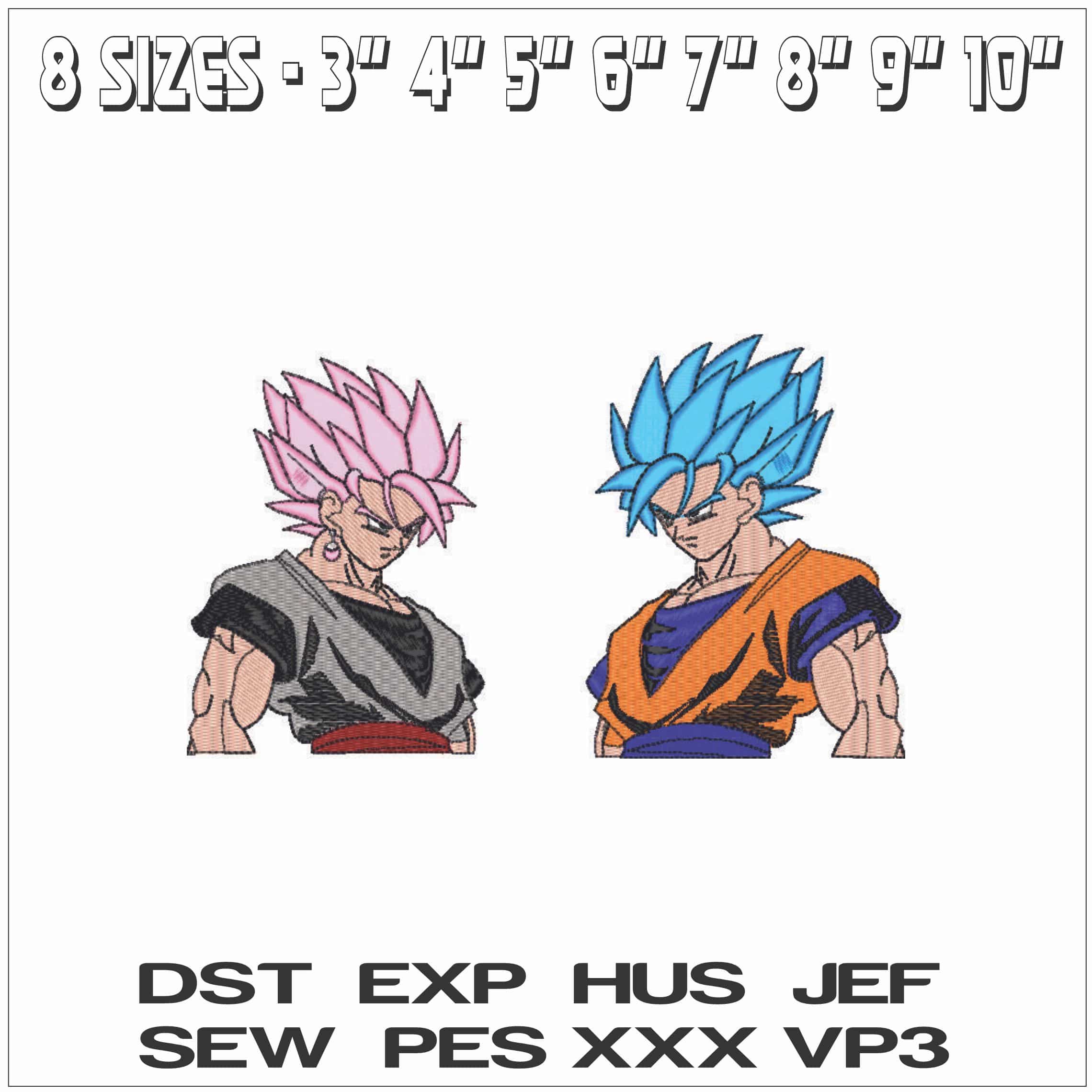Guko Super Saiyan Rose and Blue - Dragon Ball - Anime-Elegant embroidery design file - instant download — view 2