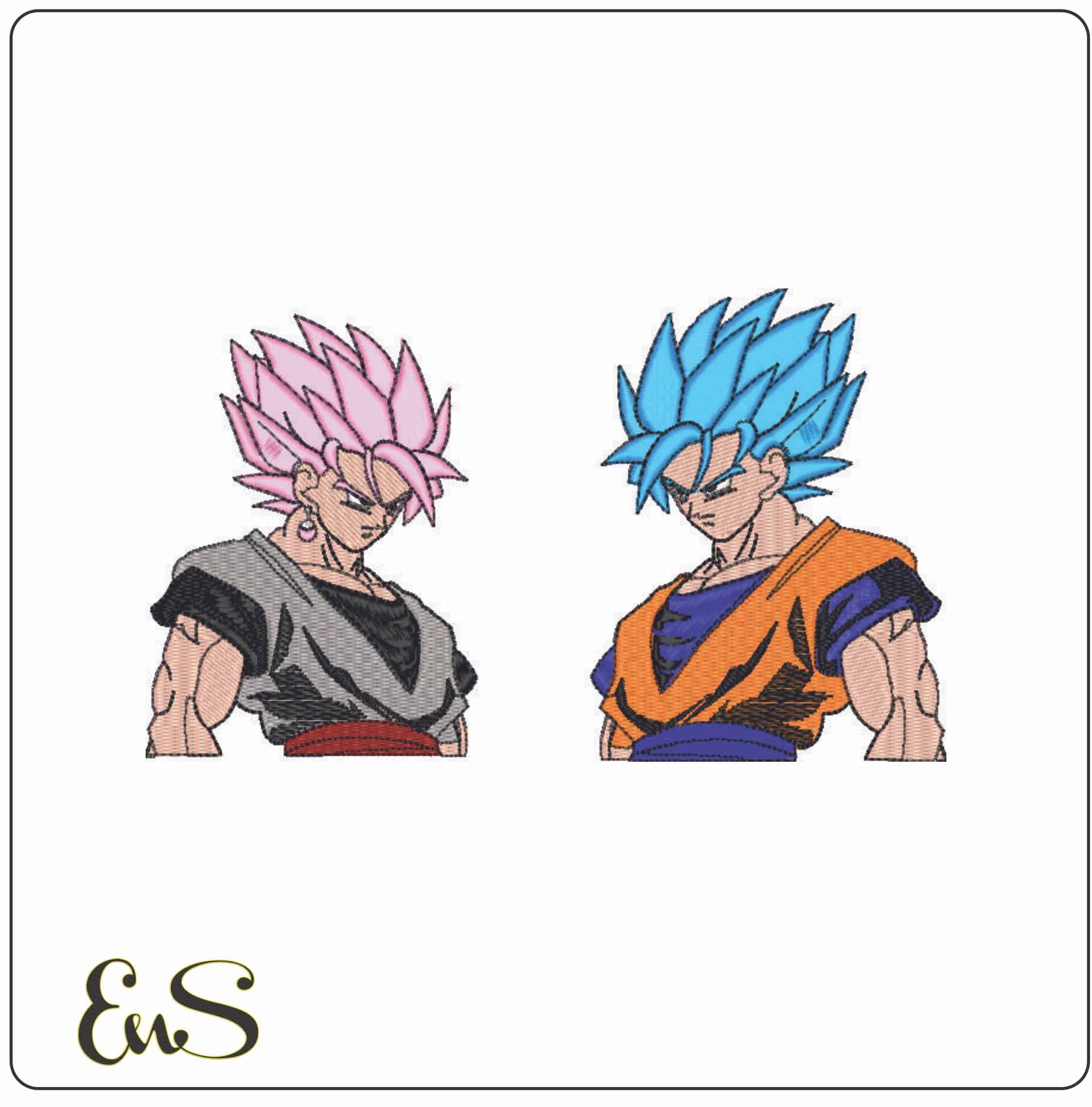 Guko Super Saiyan Rose and Blue - Dragon Ball - Anime-Elegant embroidery design file - instant download