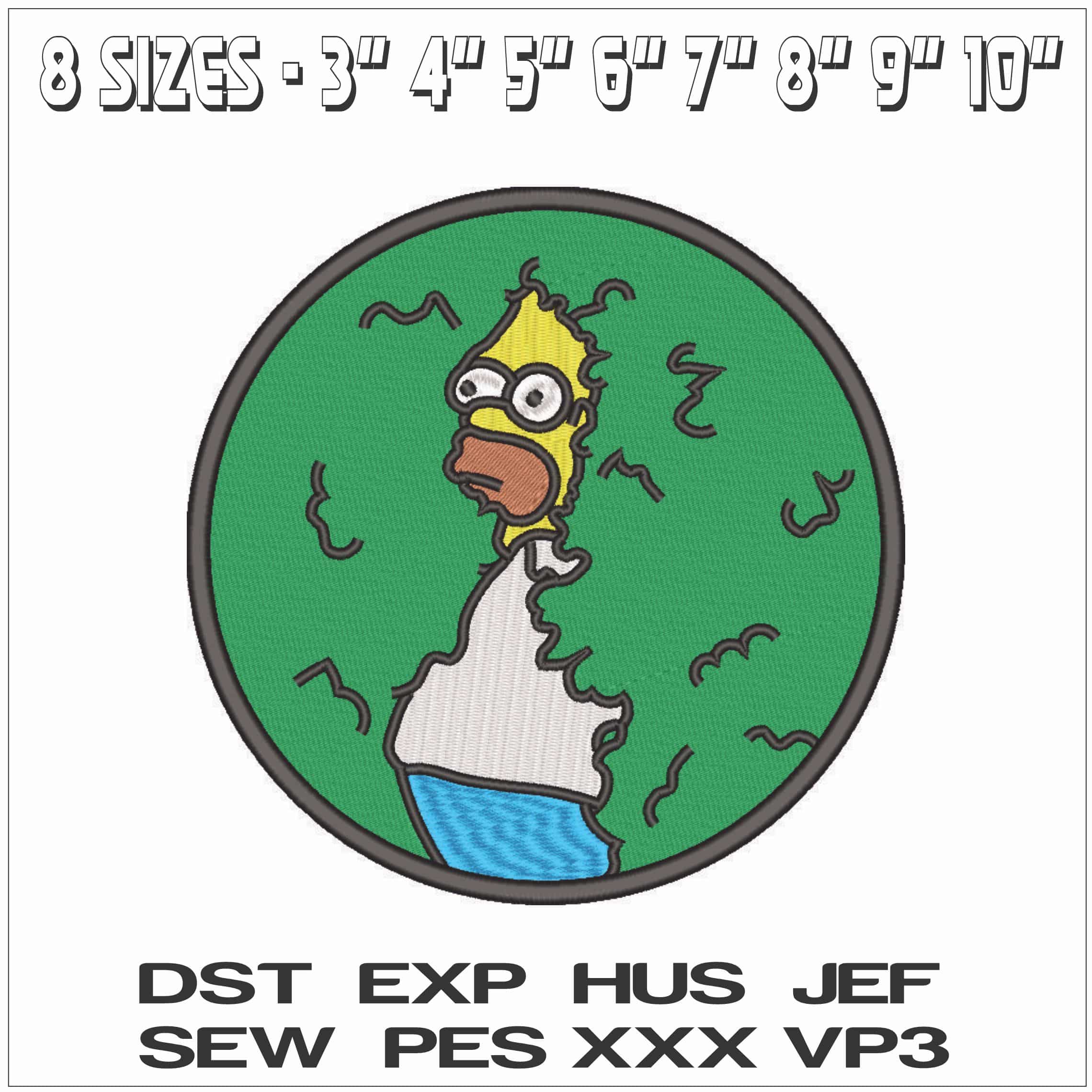 Homer Simpson in Hedge - The Simpsons-Elegant embroidery design file - instant download — view 2
