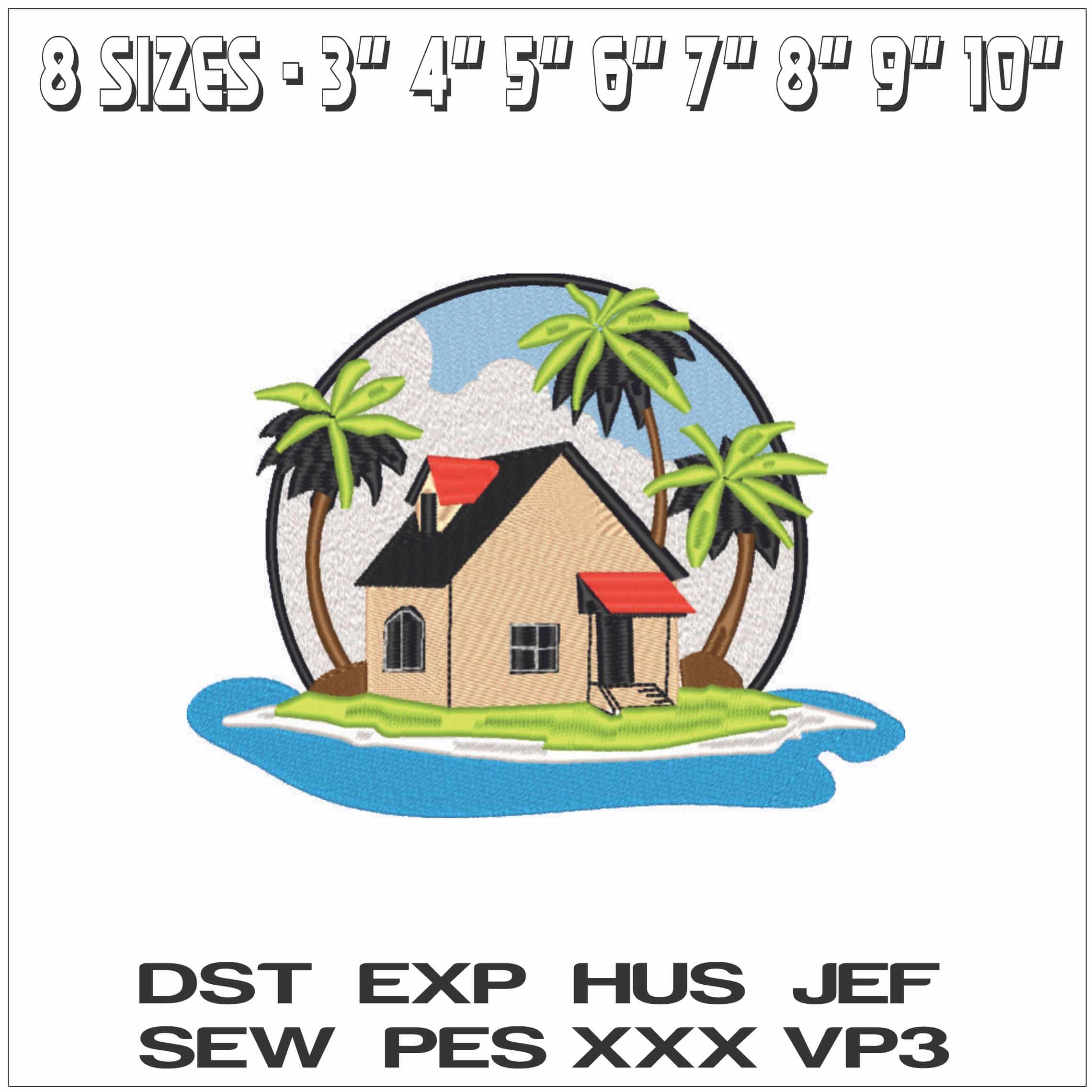 House on a beach-Elegant embroidery design file - instant download — view 2