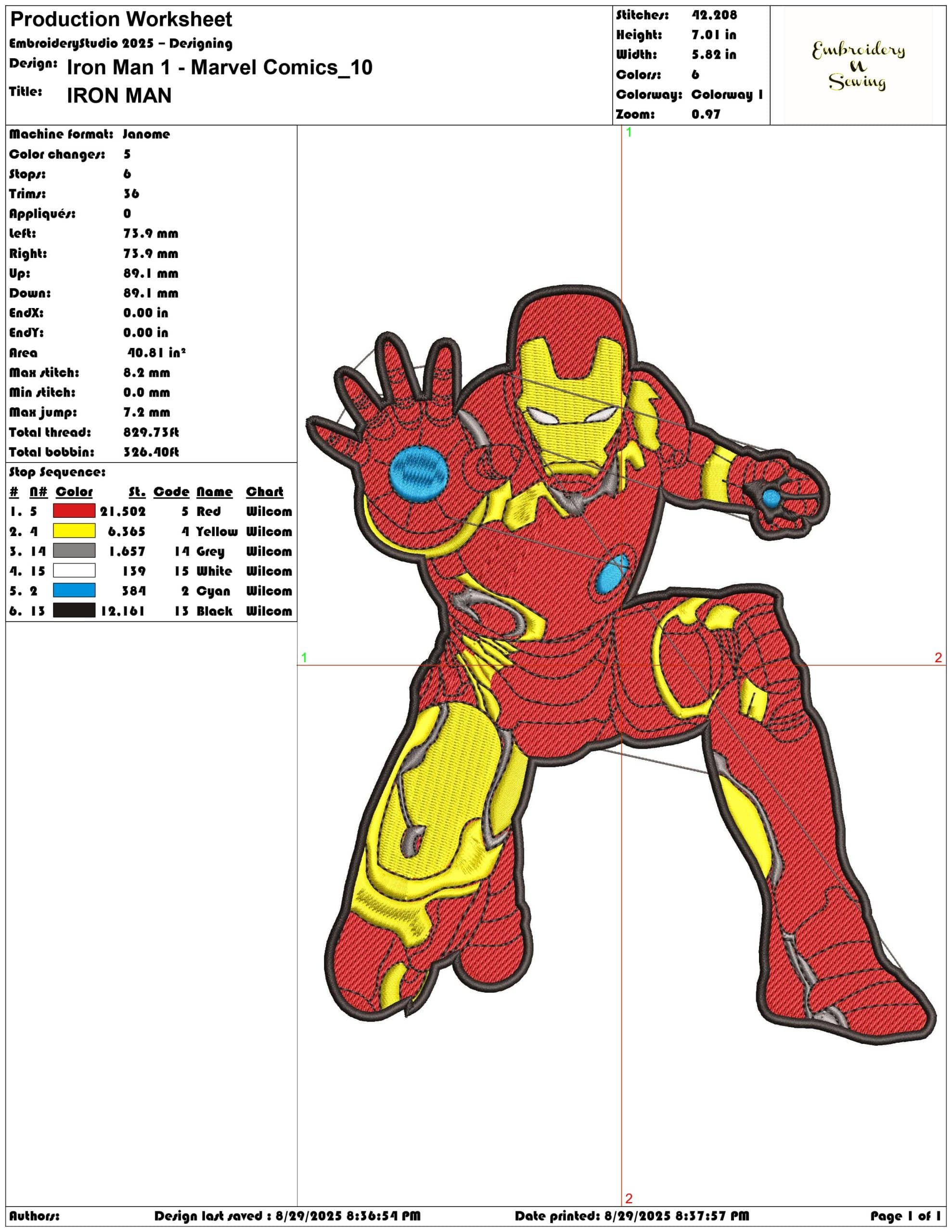 Iron Man 1 - Marvel Comics-Elegant embroidery design file - instant download — view 3