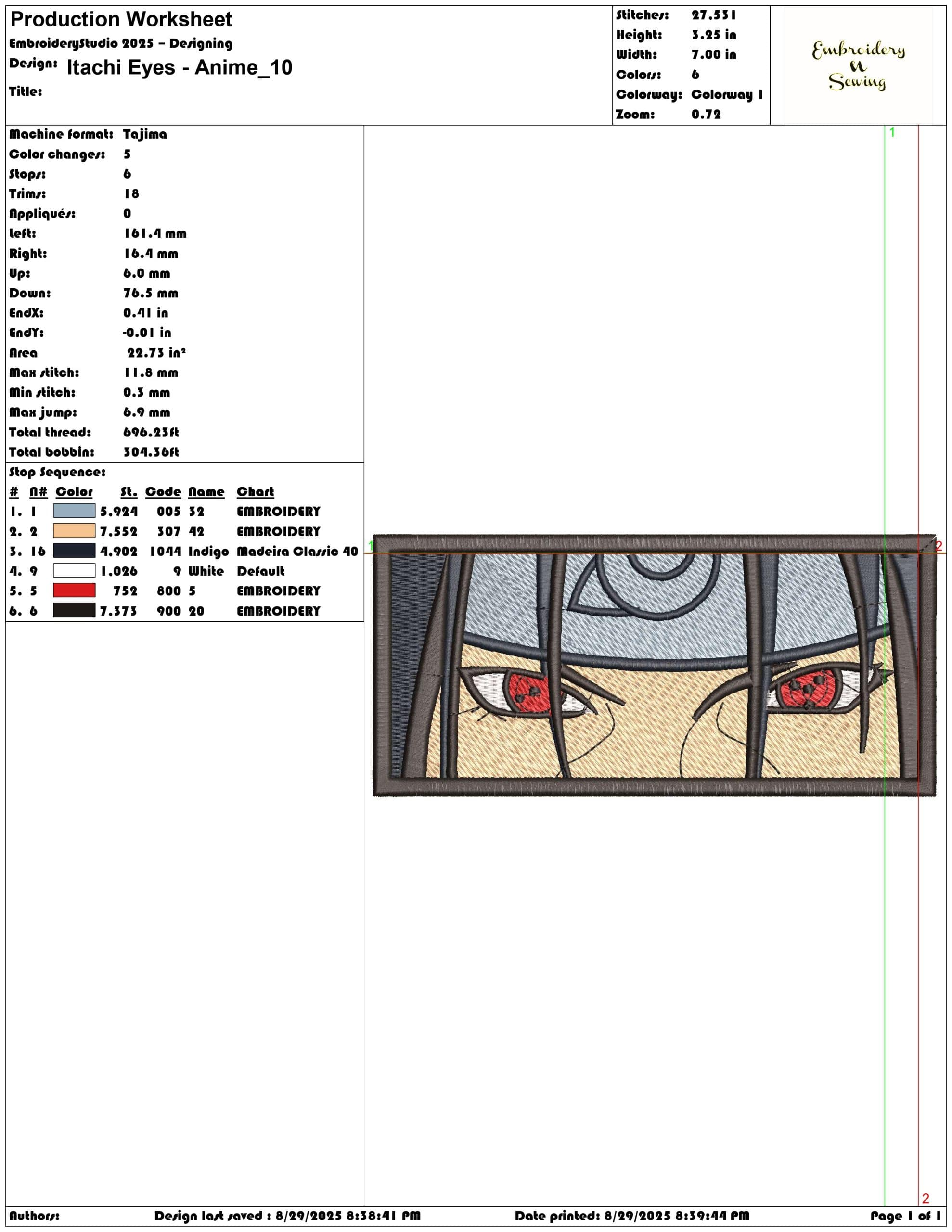 Itachi Eyes - Anime-Elegant embroidery design file - instant download — view 3
