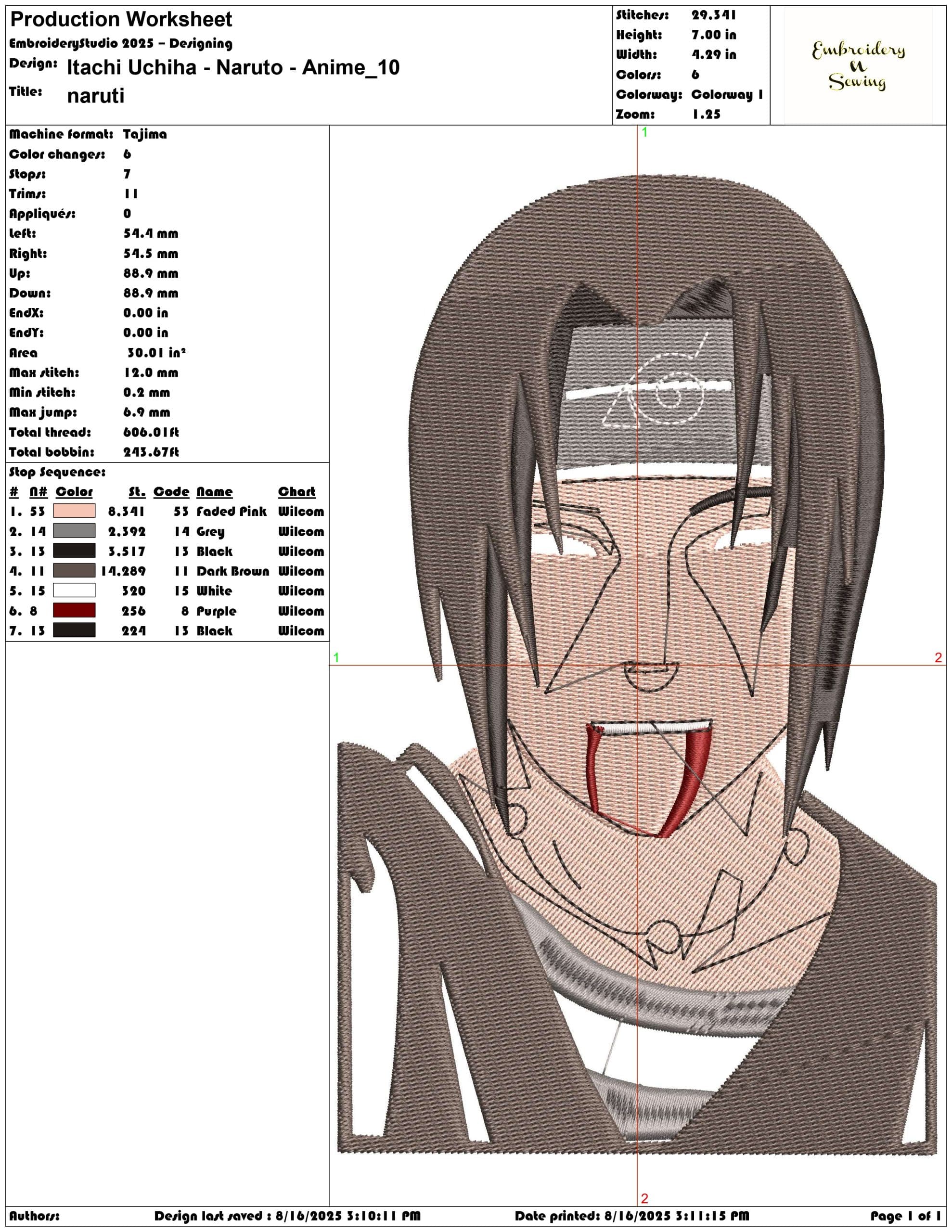 Itachi Uchiha - Naruto - Anime-Elegant embroidery design file - instant download — view 3