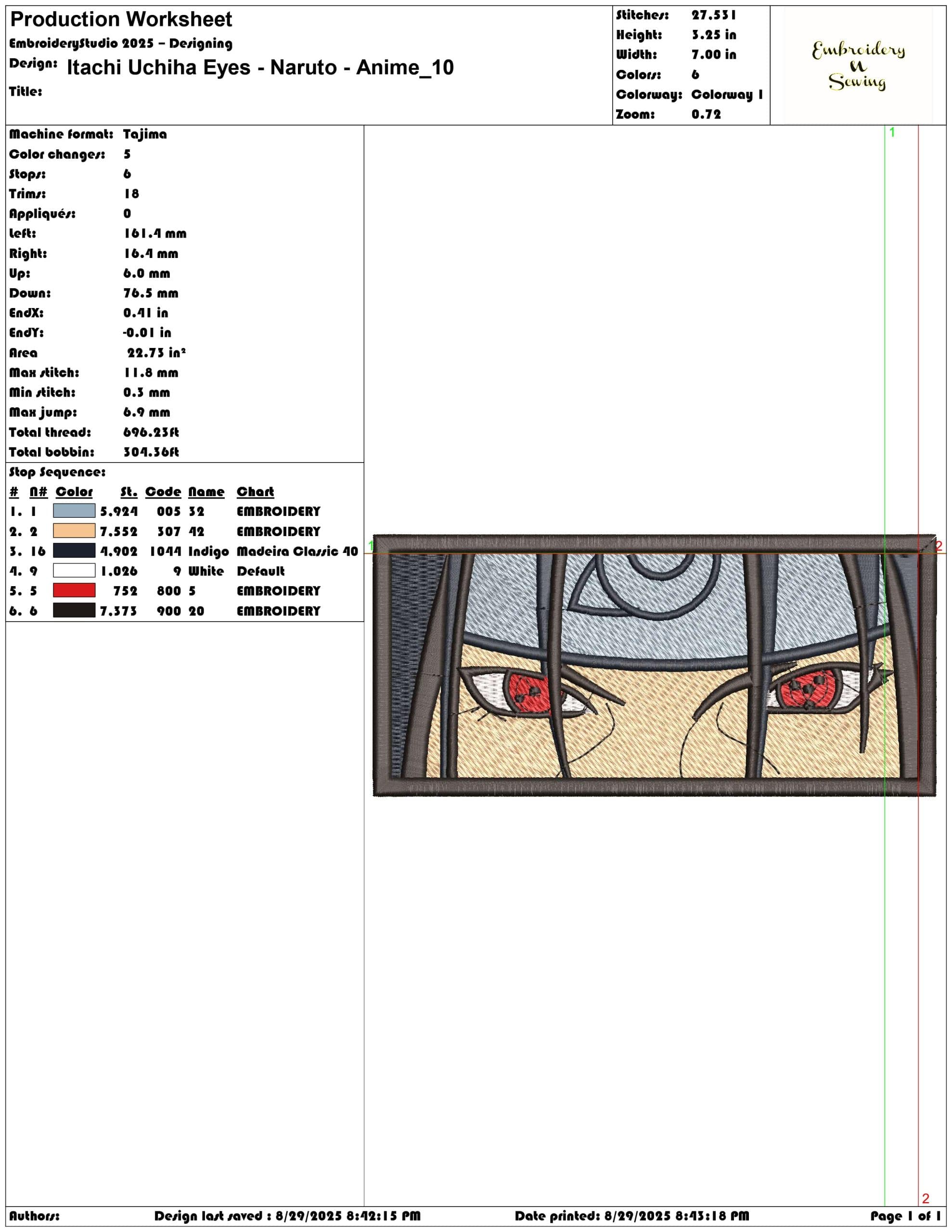 Itachi Uchiha Eyes - Naruto - Anime-Elegant embroidery design file - instant download — view 3
