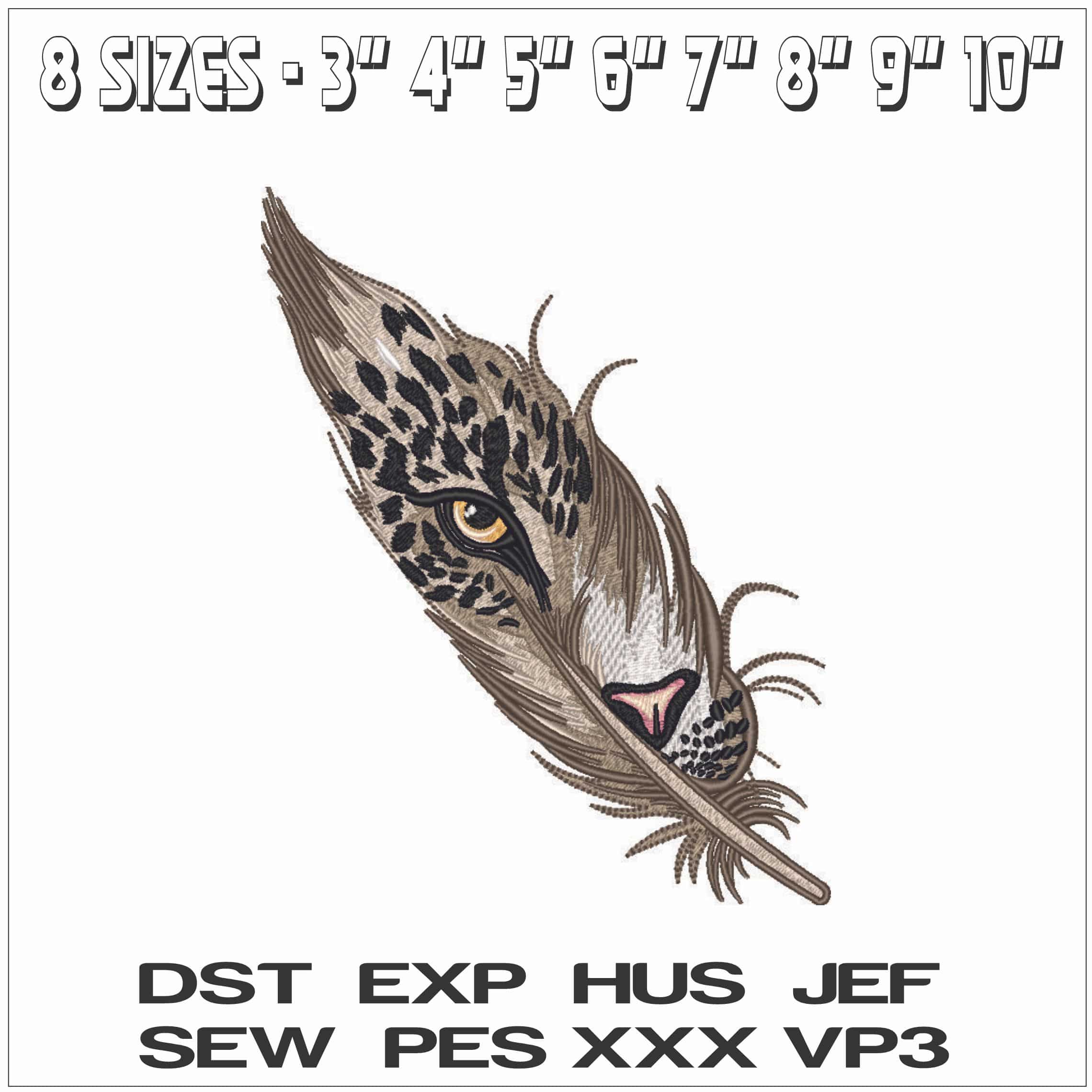 Jaguar eye in Feather-Elegant embroidery design file - instant download — view 2