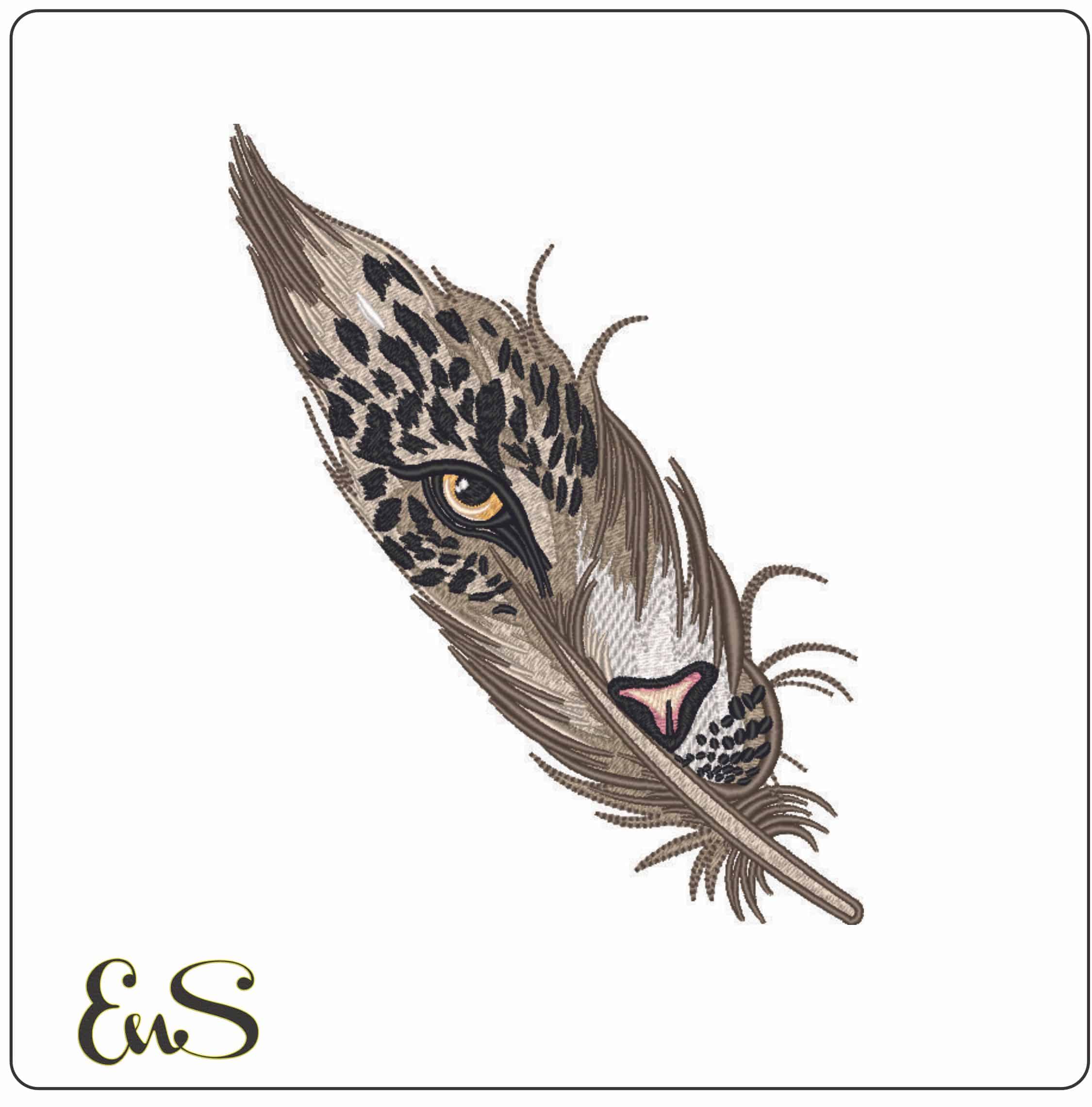 Jaguar eye in Feather-Elegant embroidery design file - instant download