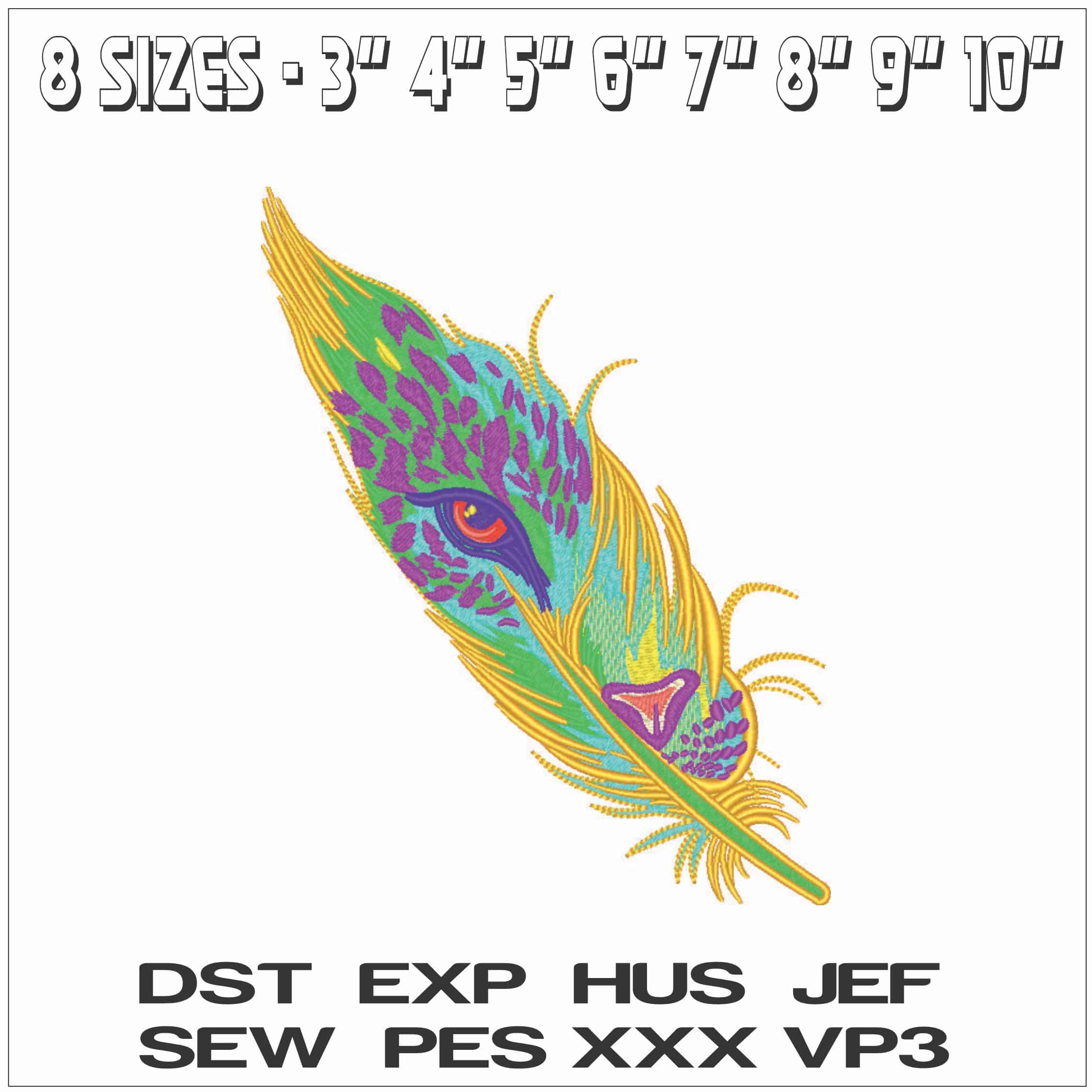 Jaguar eye in Feather abstract-Elegant embroidery design file - instant download — view 2