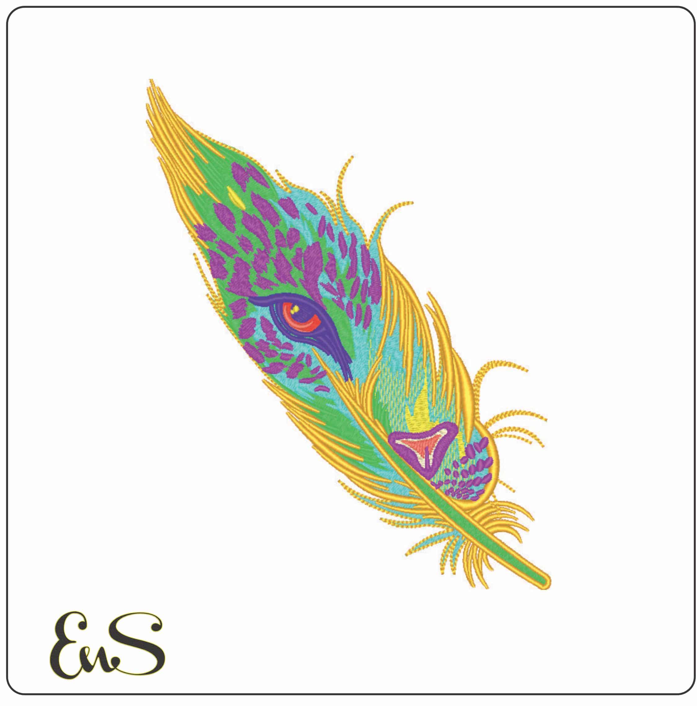 Jaguar eye in Feather abstract-Elegant embroidery design file - instant download