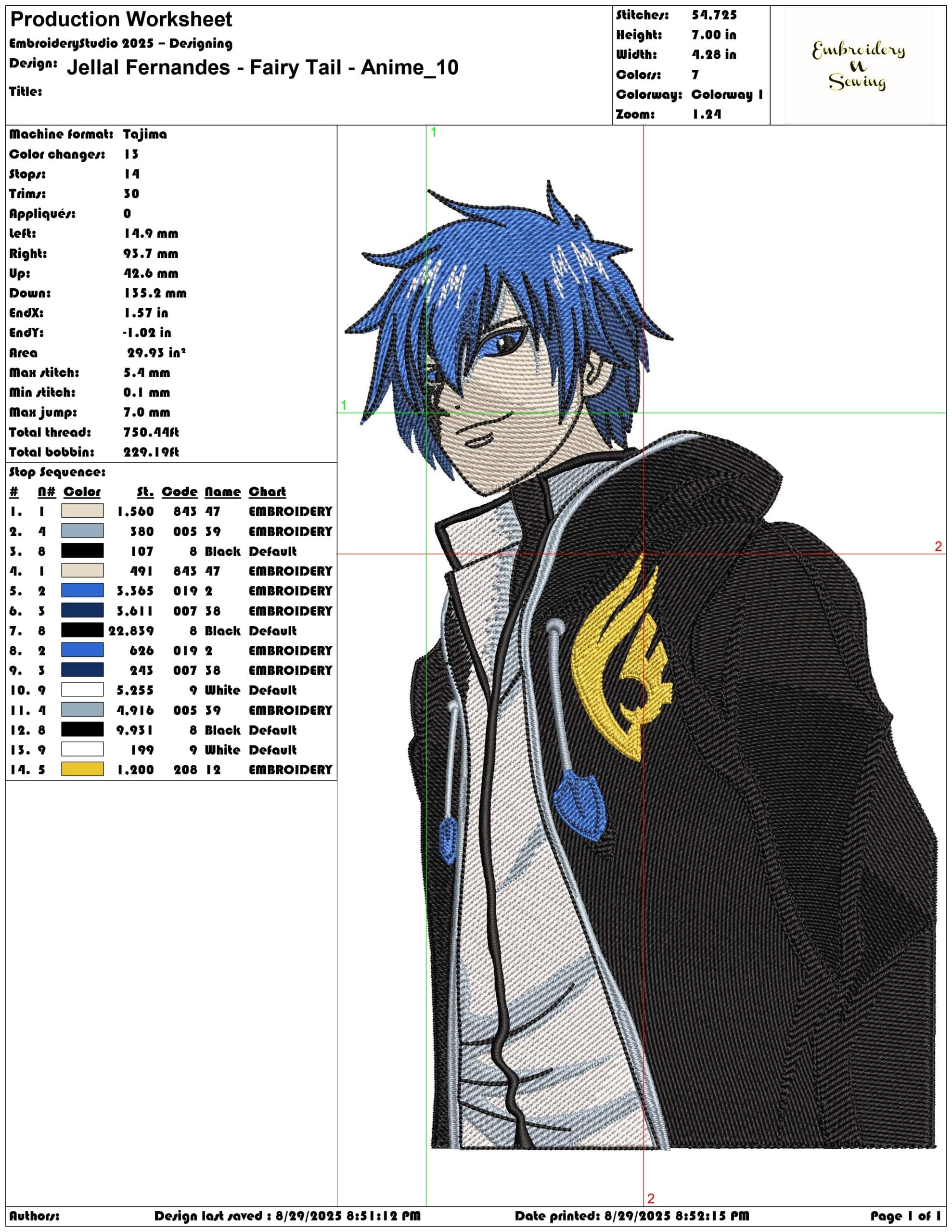 Jellal Fernandes - Fairy Tail - Anime-Elegant embroidery design file - instant download — view 3