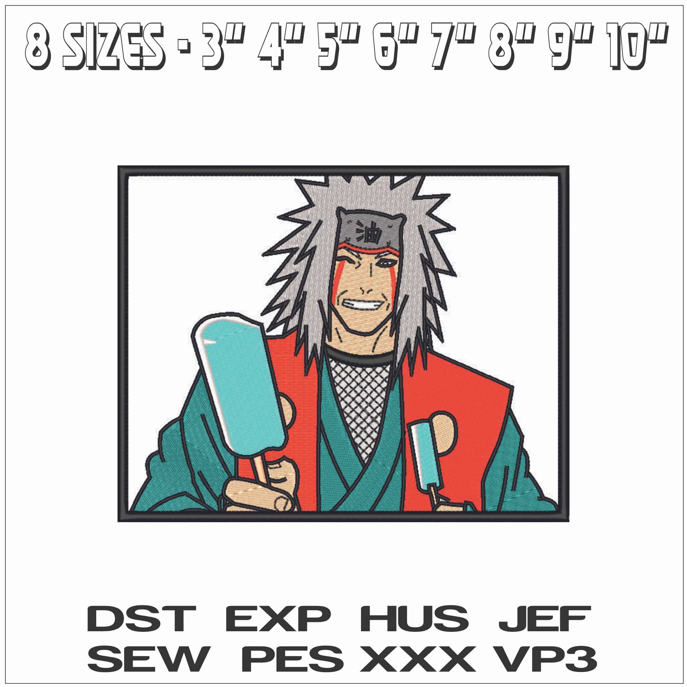 Jiraiya Paleta Helada - Naruto - Anime-Elegant embroidery design file - instant download — view 2