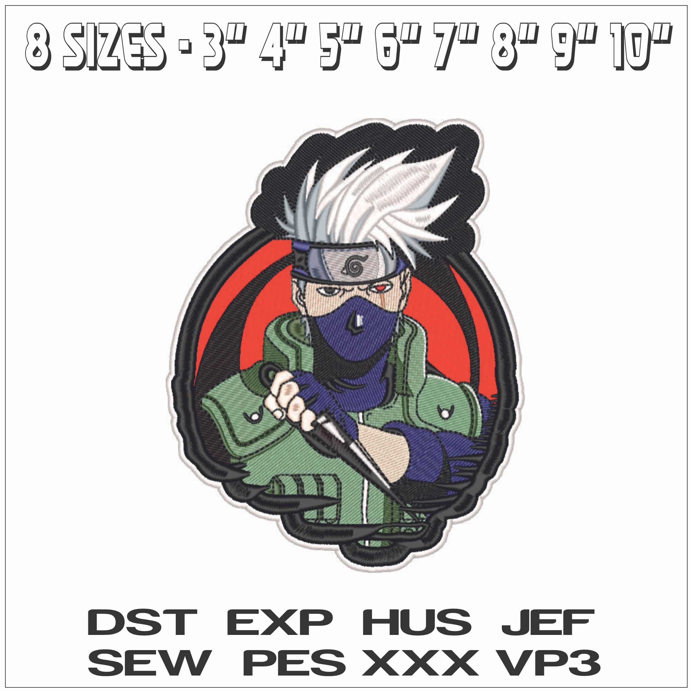 Kakashi Hateke - Naruto Series - Anime-Elegant embroidery design file - instant download — view 2