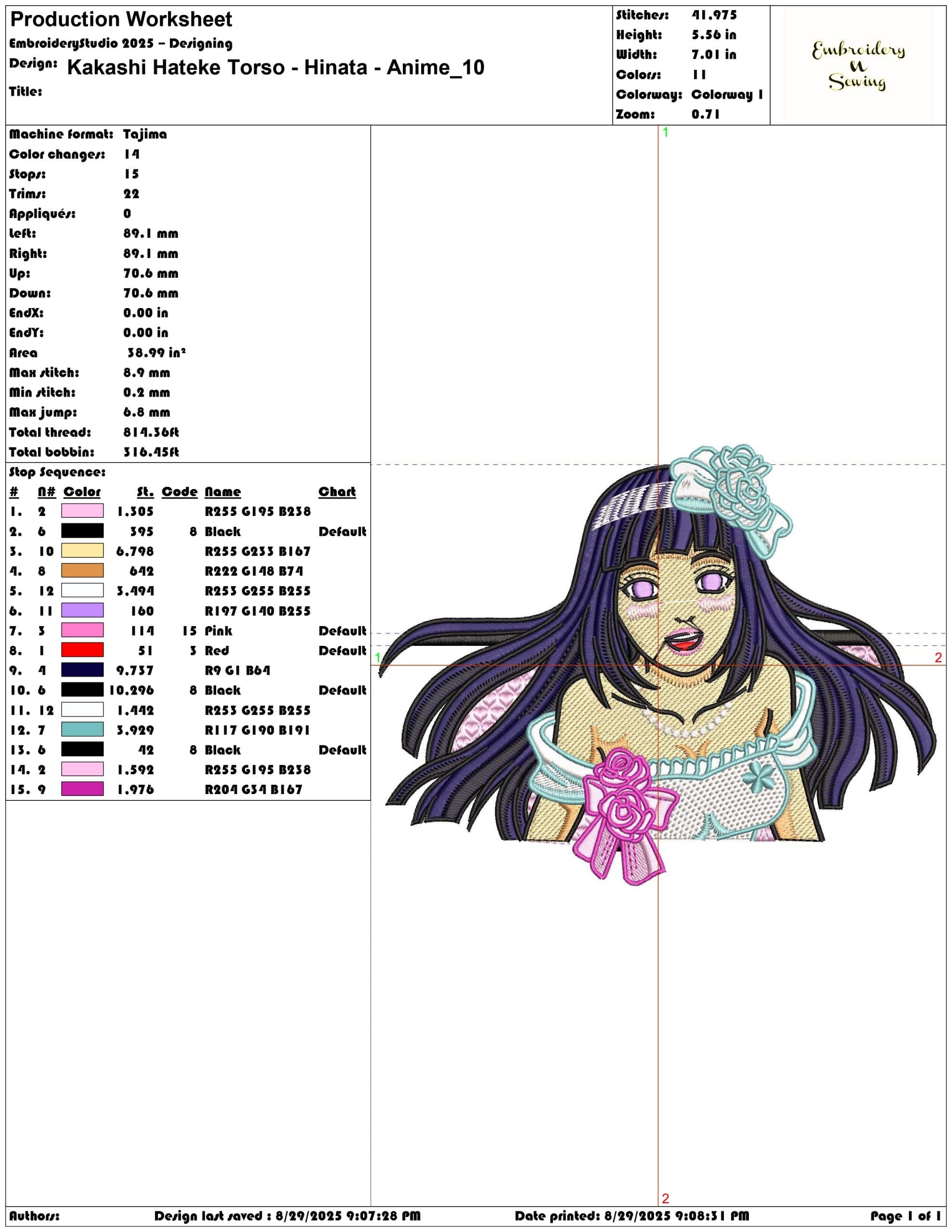 Kakashi Hateke Torso - Hinata - Anime-Elegant embroidery design file - instant download — view 3