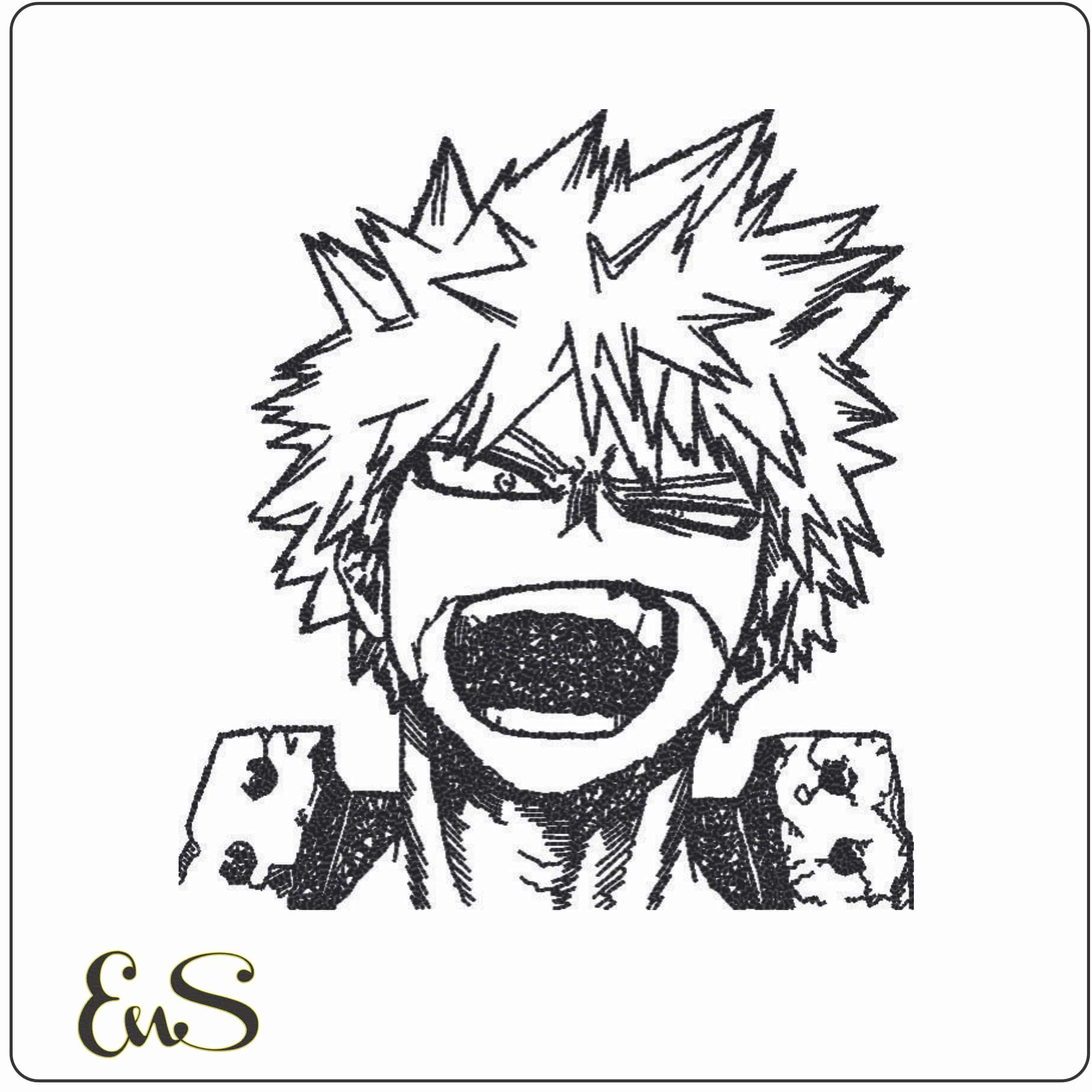 Katsuki Bakugo line art - My Hero Academia - Anime-Elegant embroidery design file - instant download