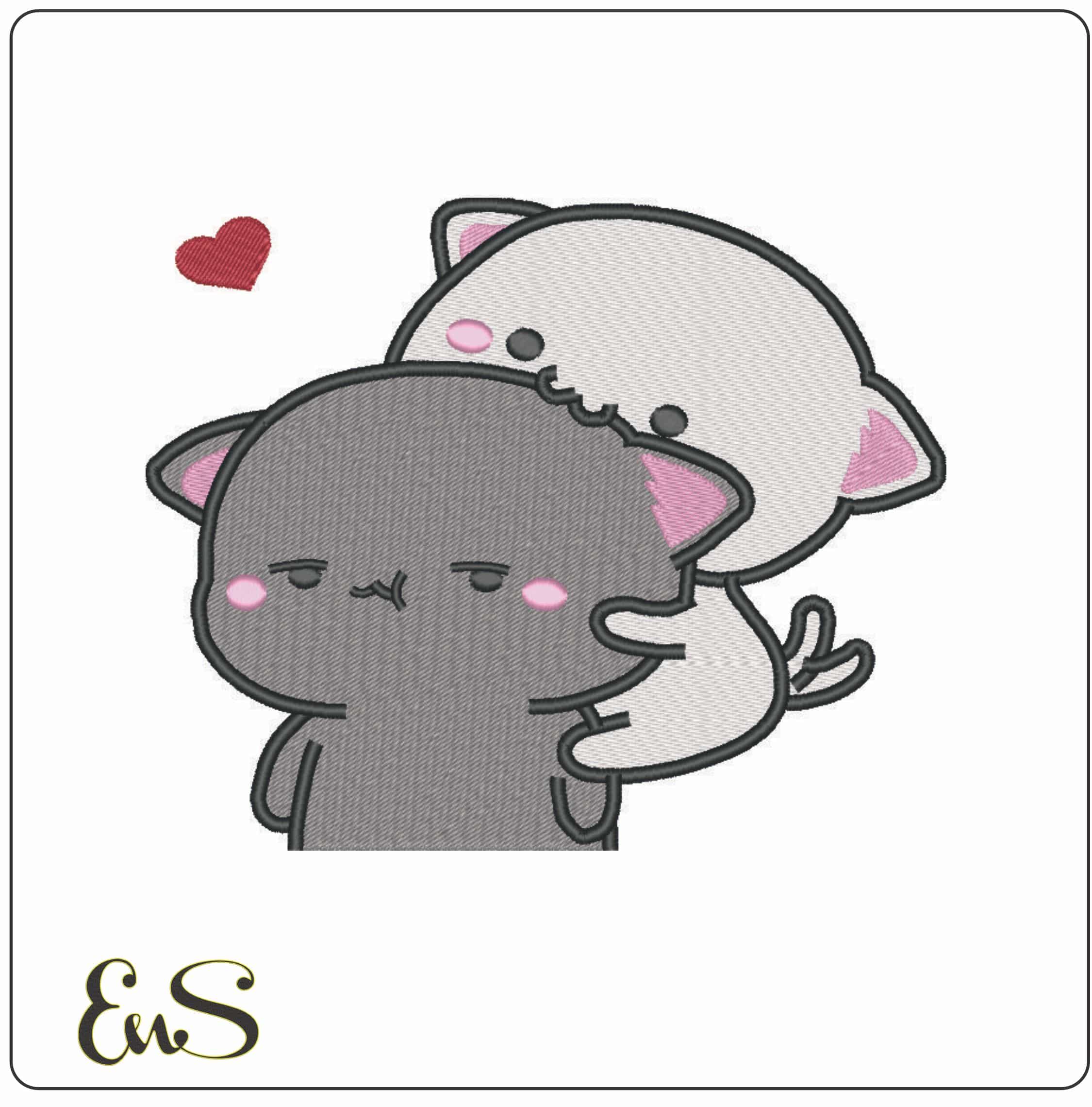 Kawaii Cuties Cats-Elegant embroidery design file - instant download