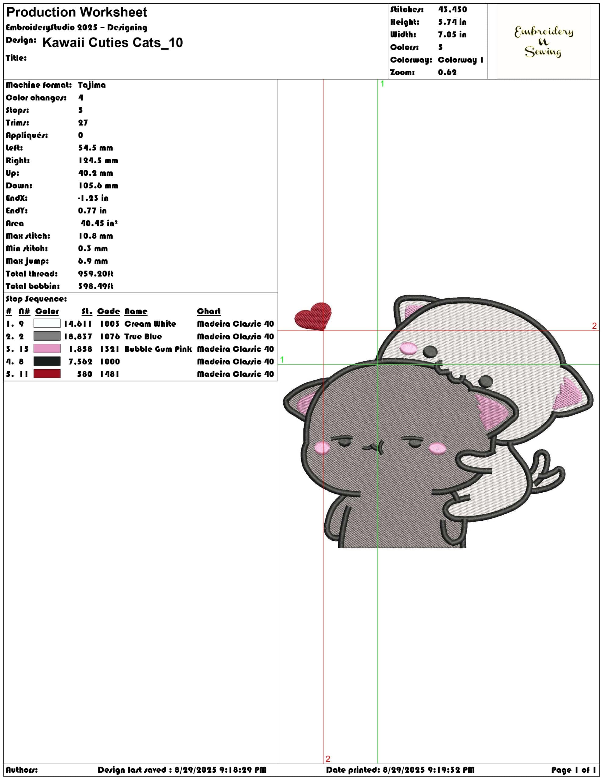 Kawaii Cuties Cats-Elegant embroidery design file - instant download — view 3