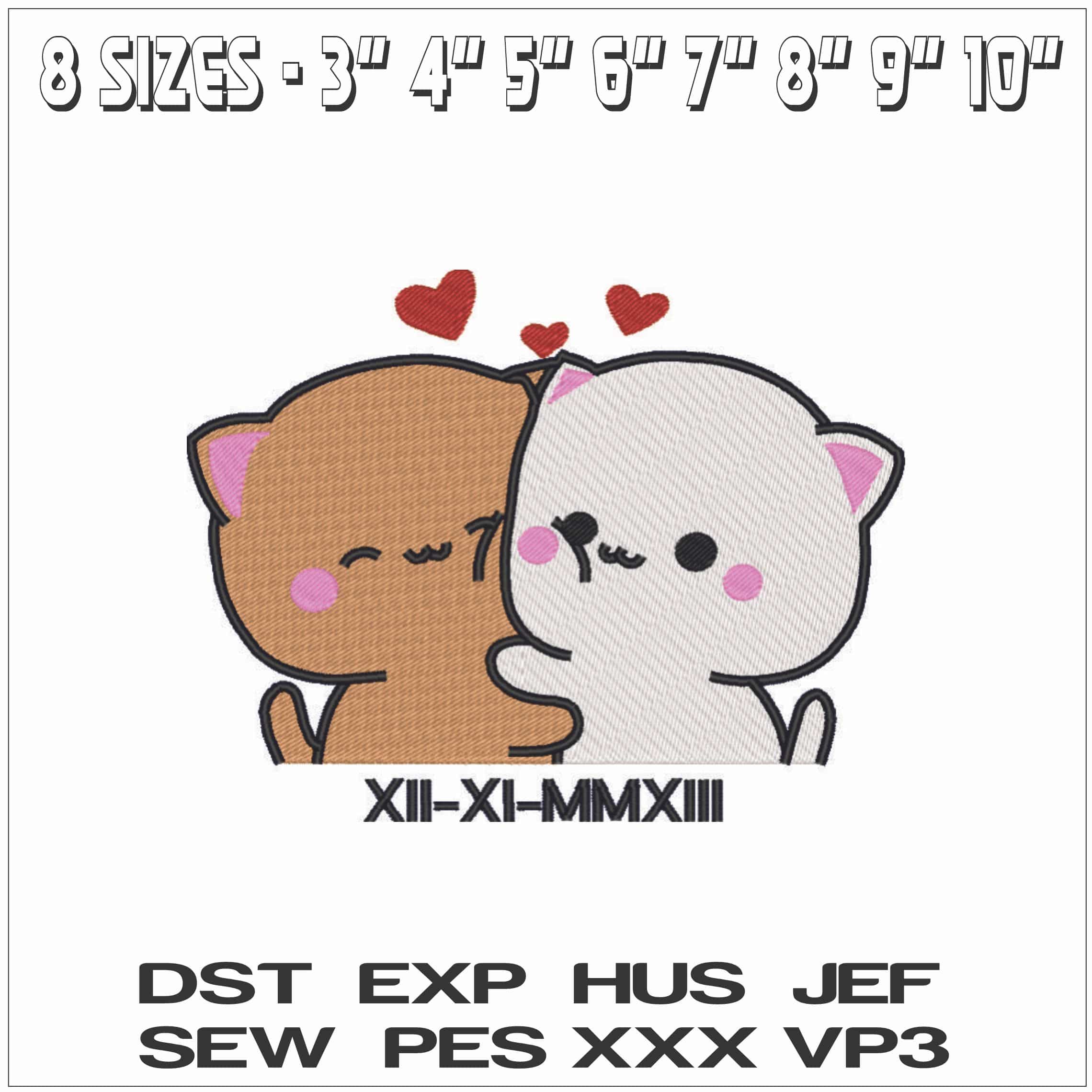 Kawaii Cuties Cats Cuddles-Elegant embroidery design file - instant download — view 2