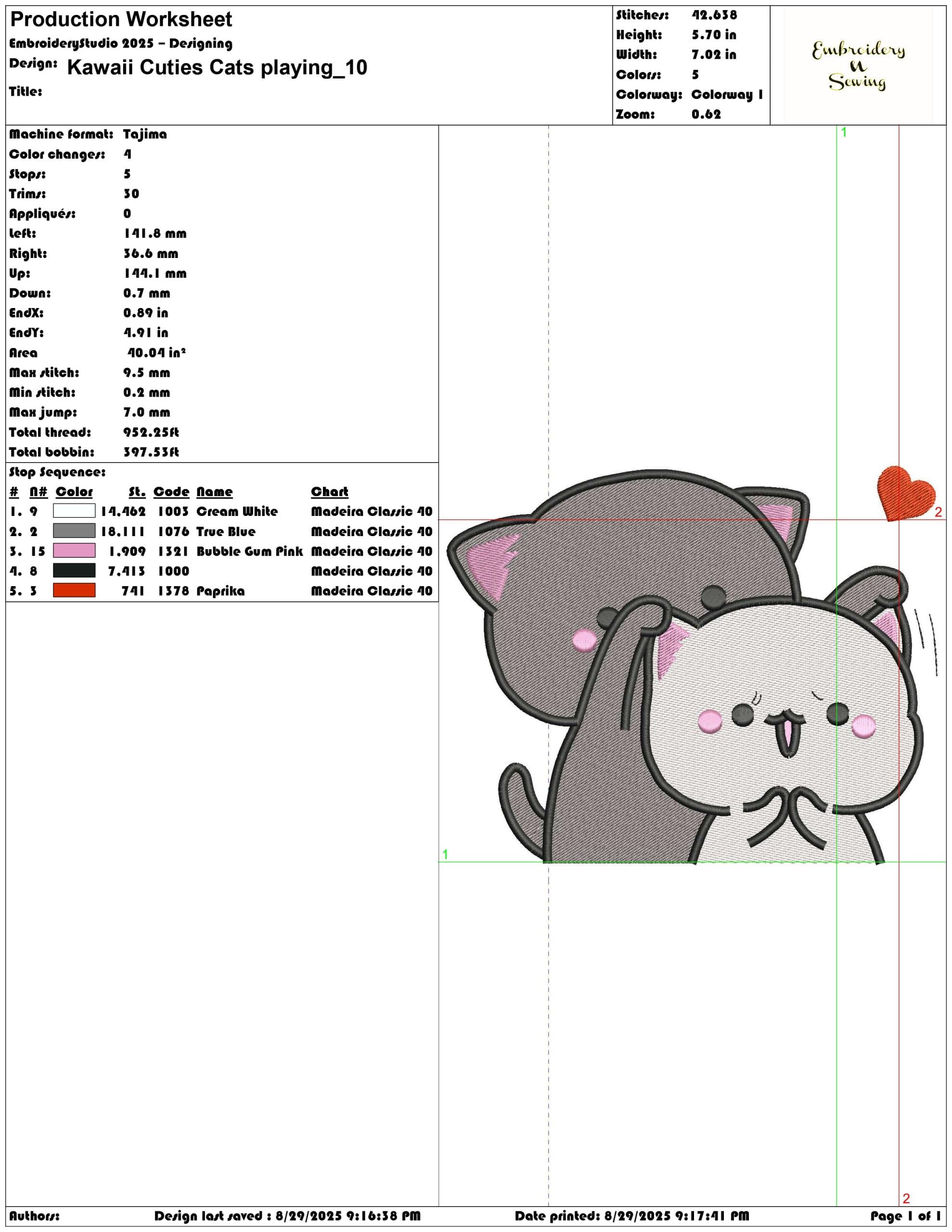 Kawaii Cuties Cats playing-Elegant embroidery design file - instant download — view 3