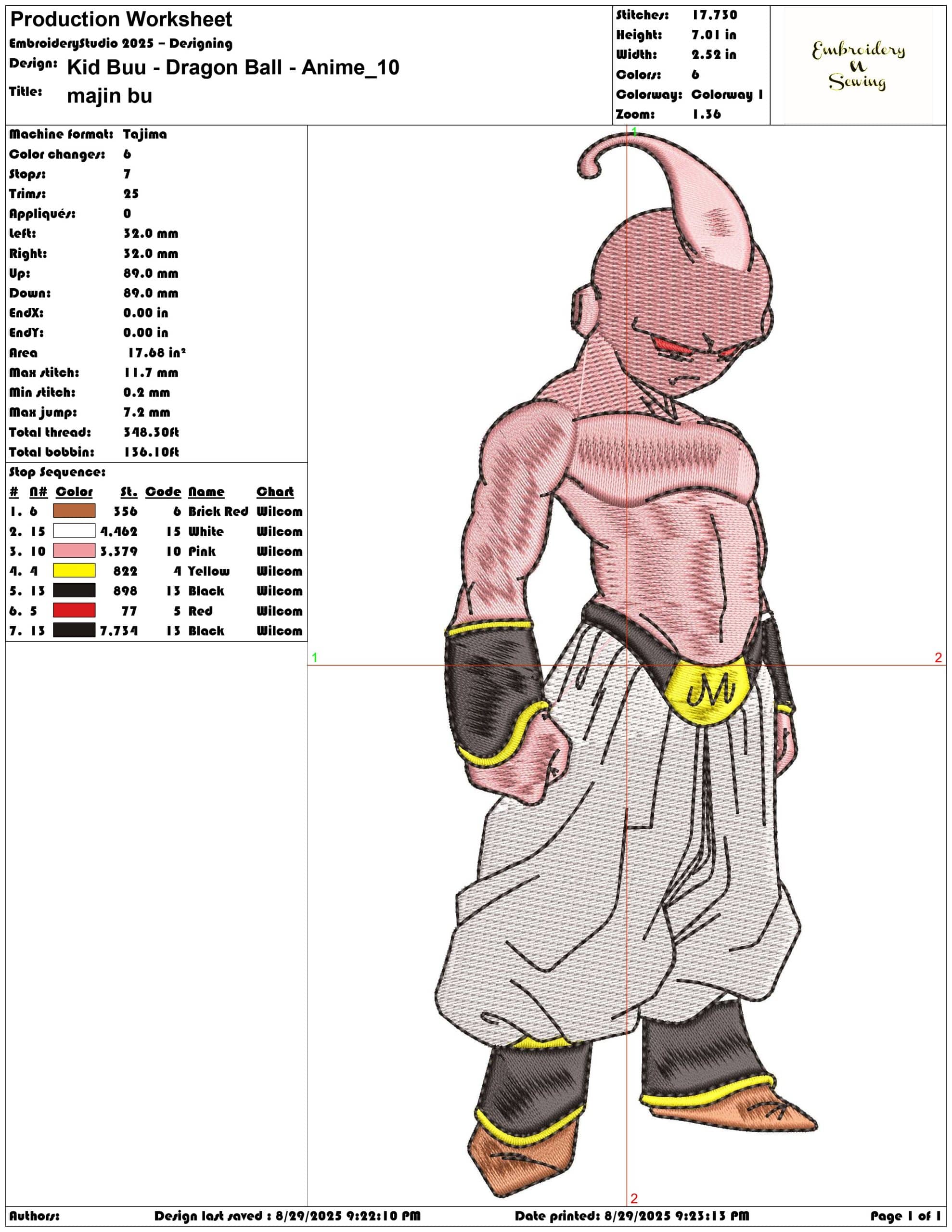 Kid Buu - Dragon Ball - Anime-Elegant embroidery design file - instant download — view 3