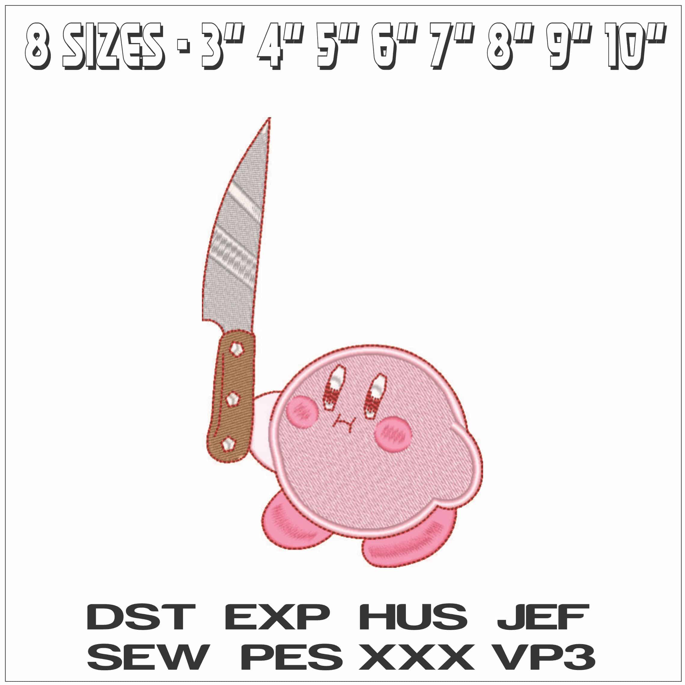 Kirby with Knife - Super Mario-Elegant embroidery design file - instant download — view 2