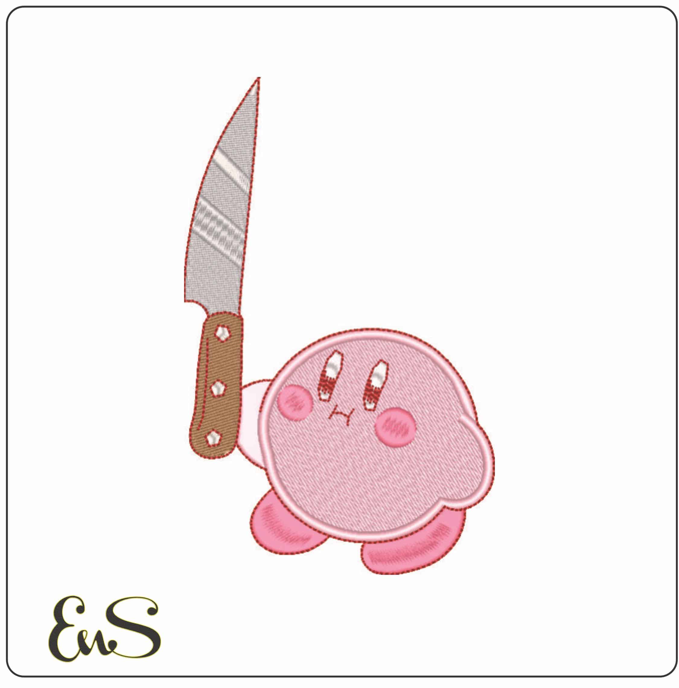 Kirby with Knife - Super Mario-Elegant embroidery design file - instant download