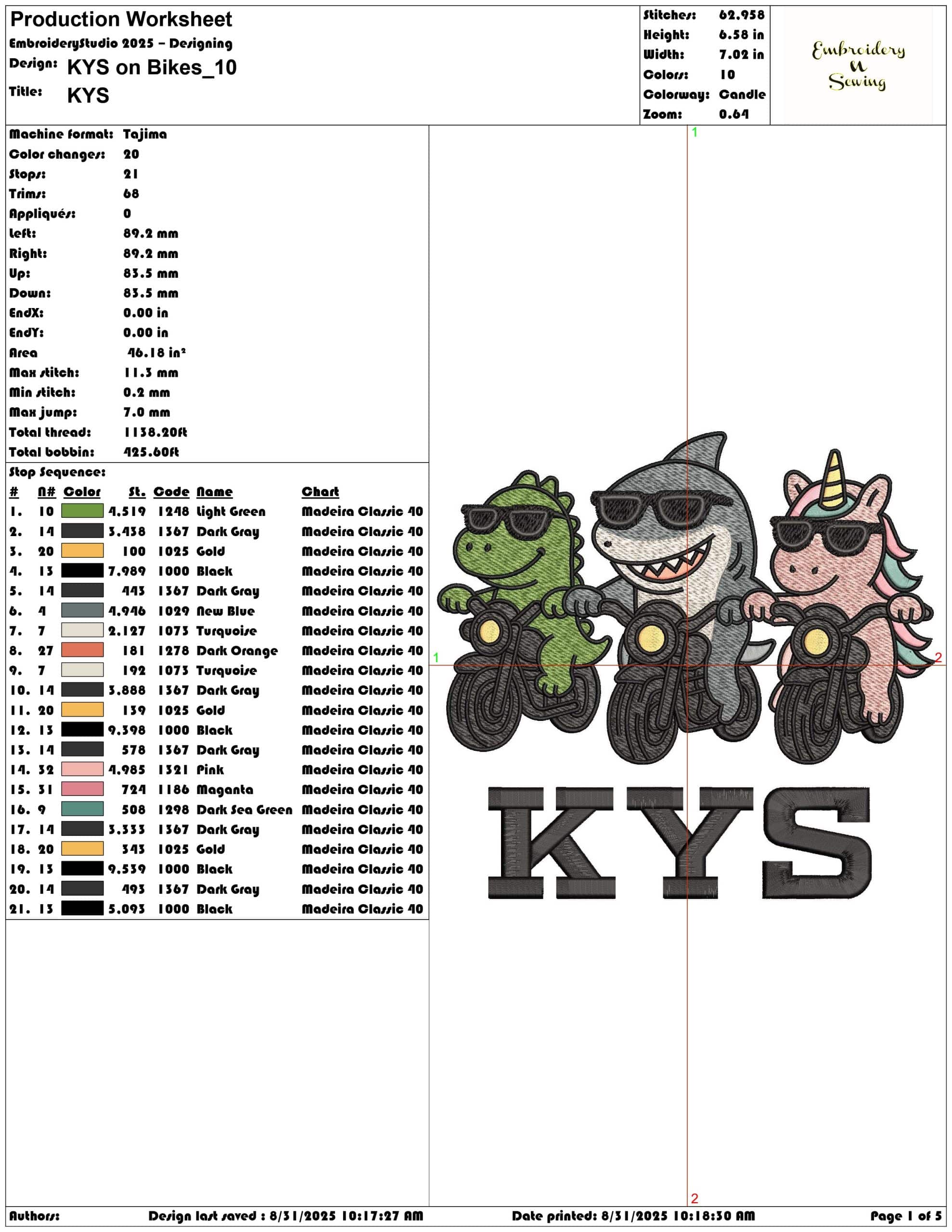 KYS on Bikes-Elegant embroidery design file - instant download — view 3