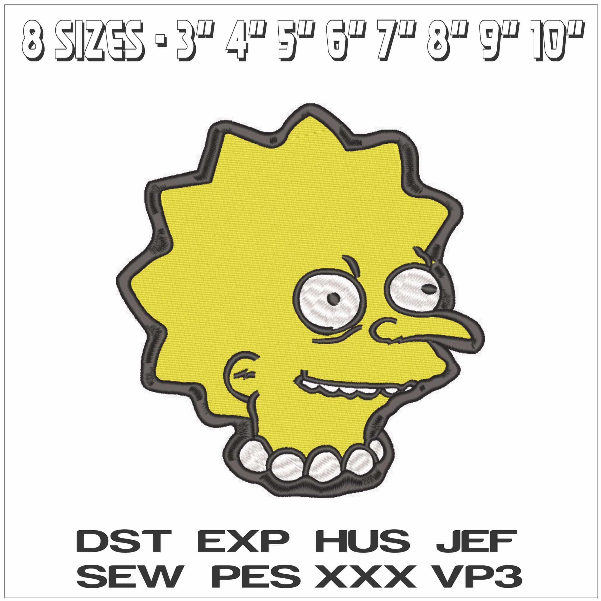 Lisa Burns Head - The Simpsons-Elegant embroidery design file - instant download — view 2
