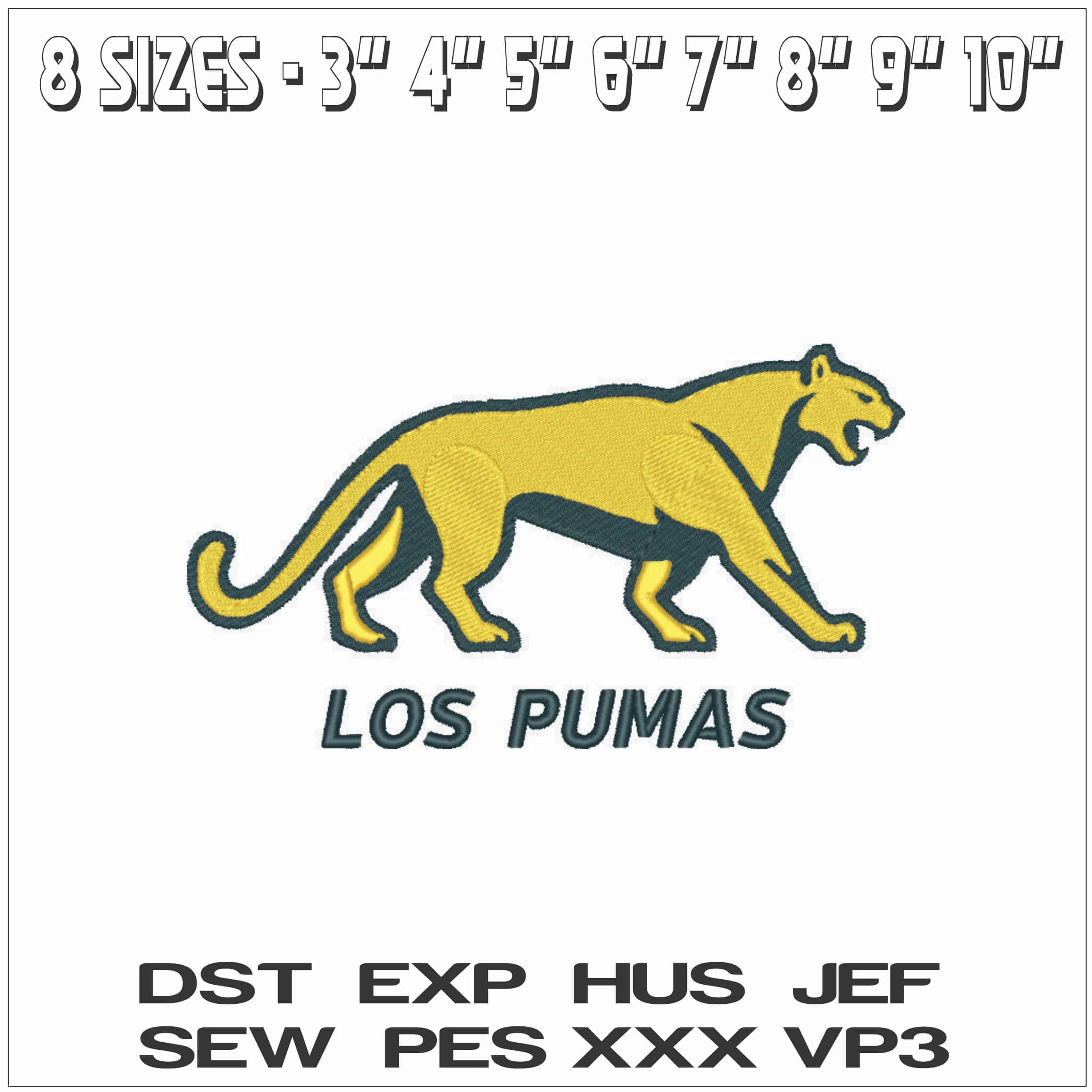 Los Pumas With Name-Elegant embroidery design file - instant download — view 2