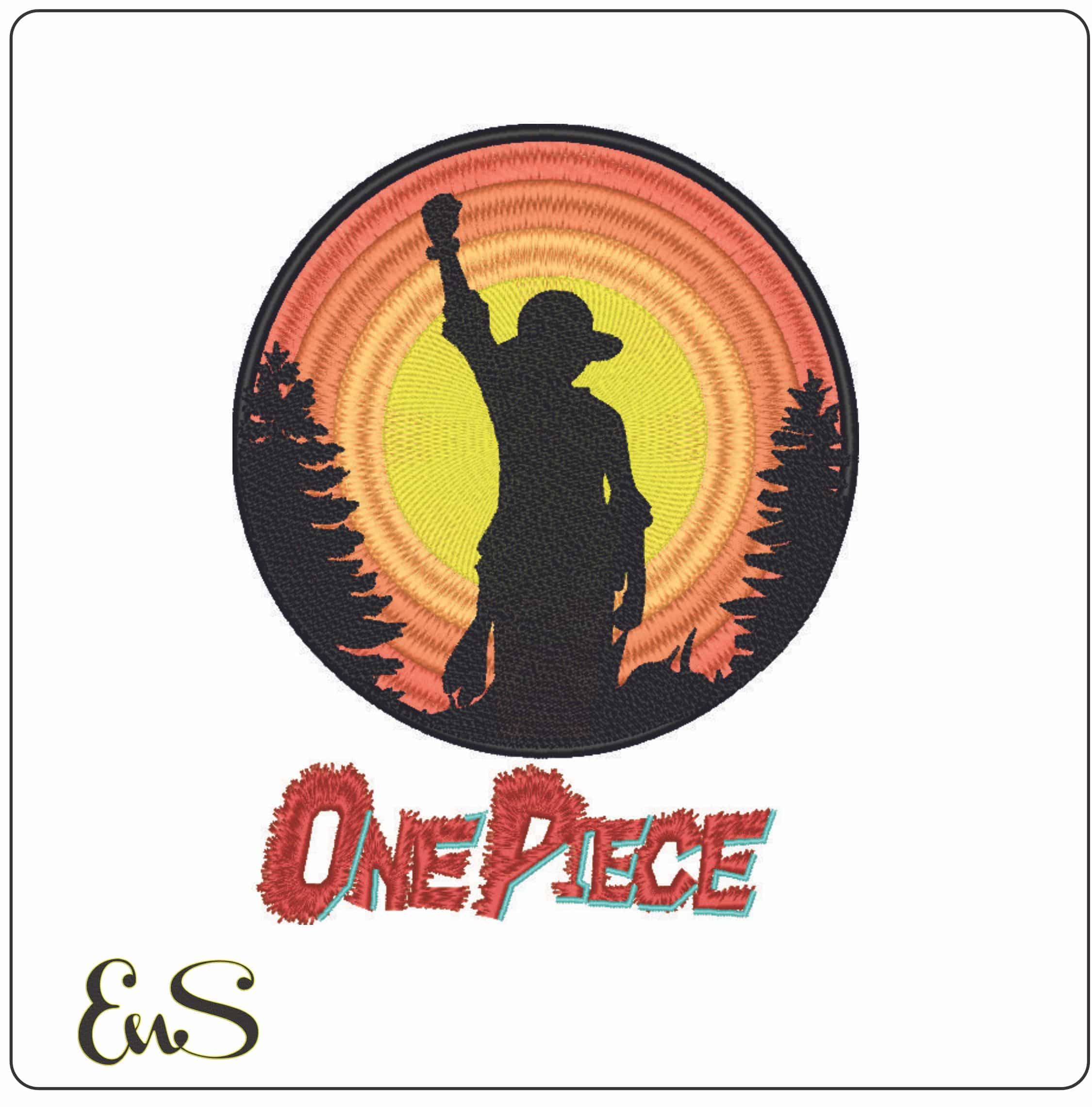 Luffy Salute Sunset - One Piece - Anime-Elegant embroidery design file - instant download
