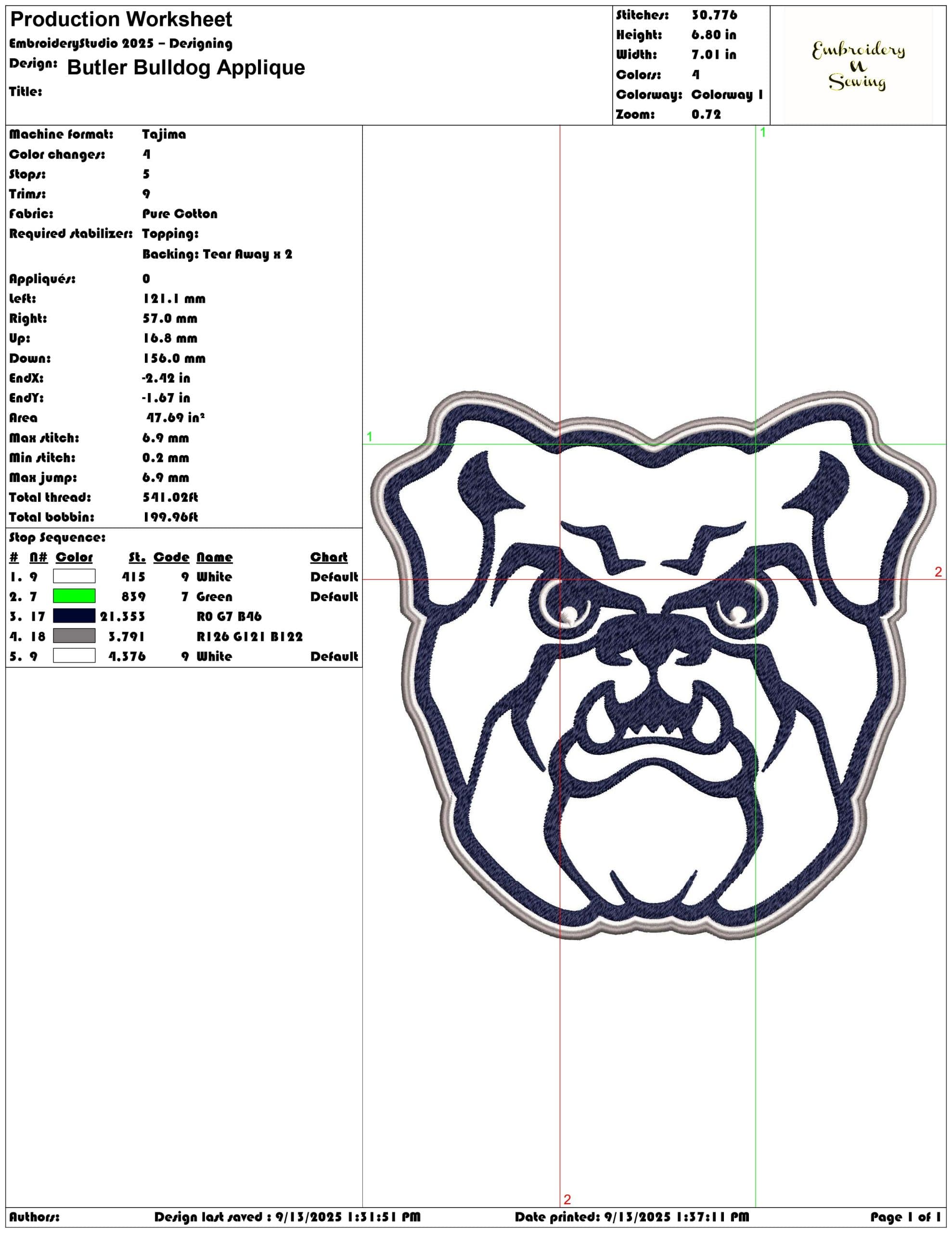 The Butler Bulldogs Applique embroidery design - Butler University Indianapolis, Indiana embroidery machine pattern embroidery file — view 2