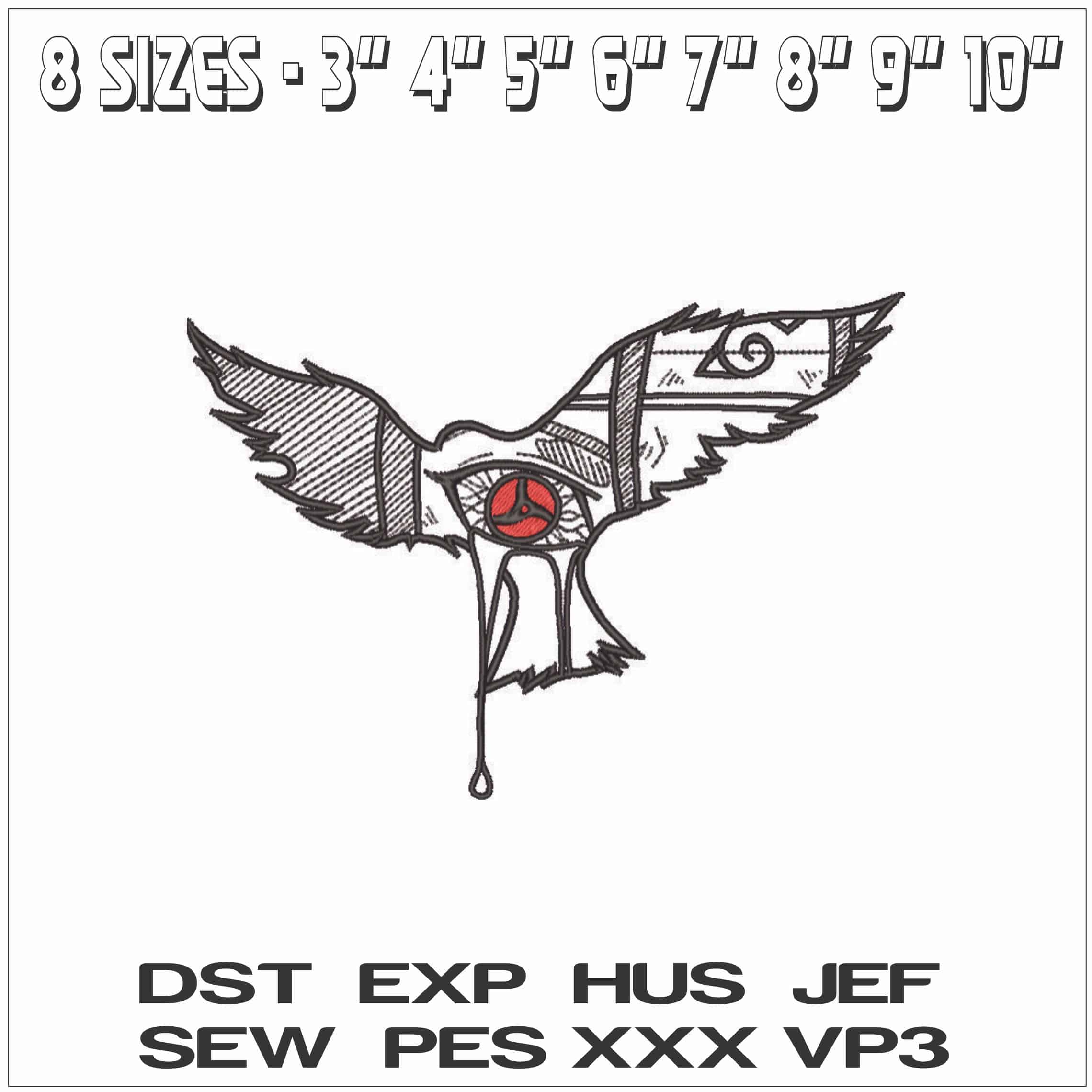 Mangekyo Sharingan Itachi Tattoo - Naruto - Anime-Elegant embroidery design file - instant download — view 2