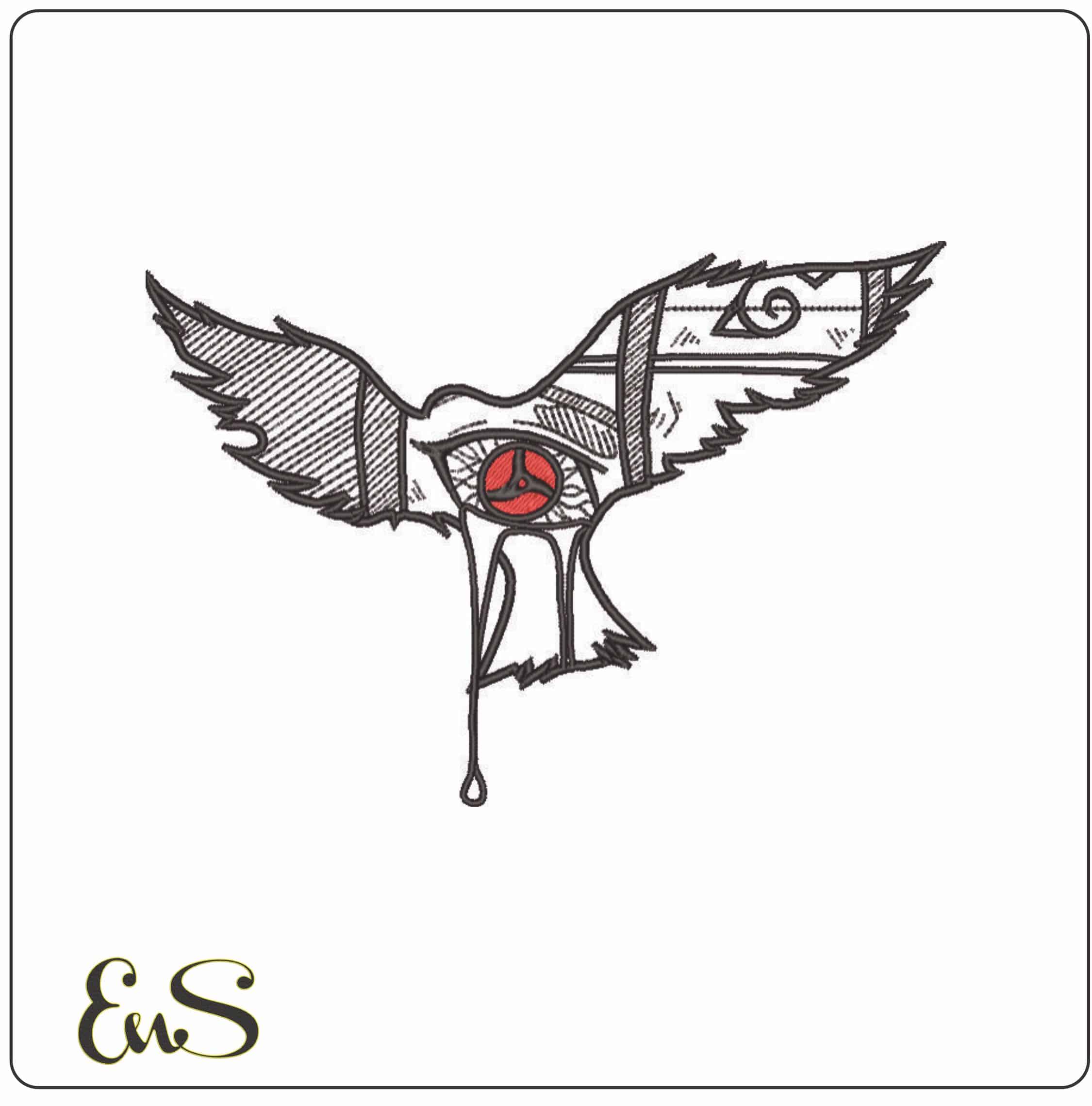 Mangekyo Sharingan Itachi Tattoo - Naruto - Anime-Elegant embroidery design file - instant download