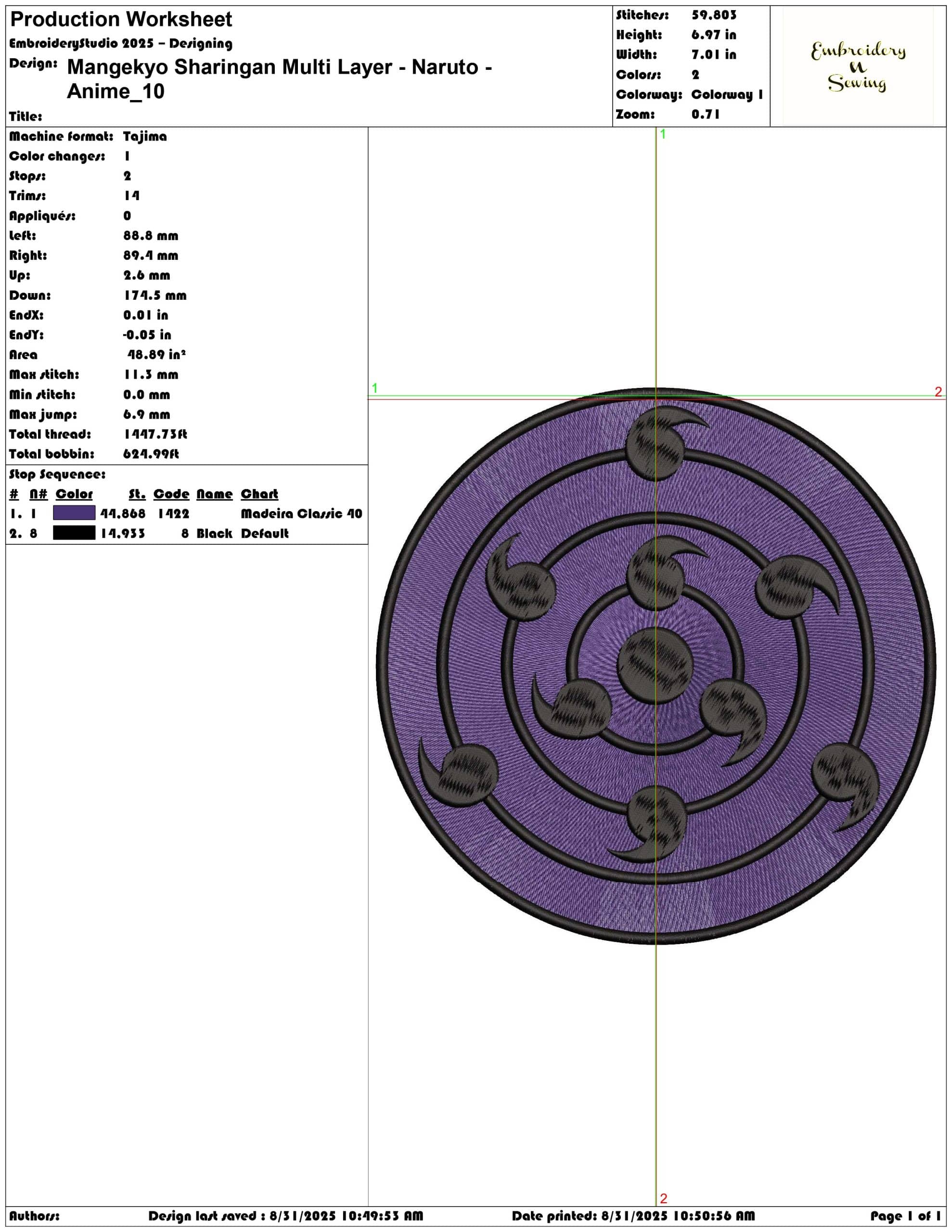 Mangekyo Sharingan Multi Layer - Naruto - Anime-Elegant embroidery design file - instant download — view 3