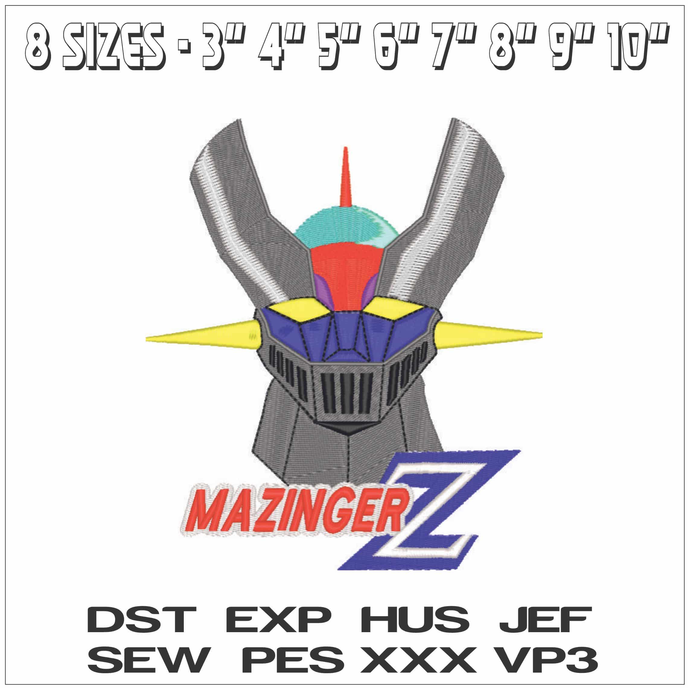 Mazinger Z - Mecha - Anime-Elegant embroidery design file - instant download — view 2