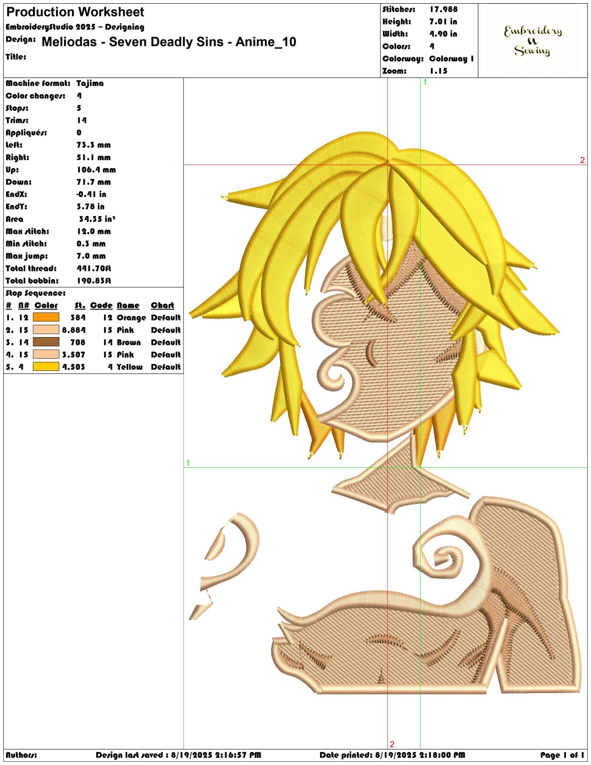 Meliodas - Seven Deadly Sins - Anime-Elegant embroidery design file - instant download — view 3