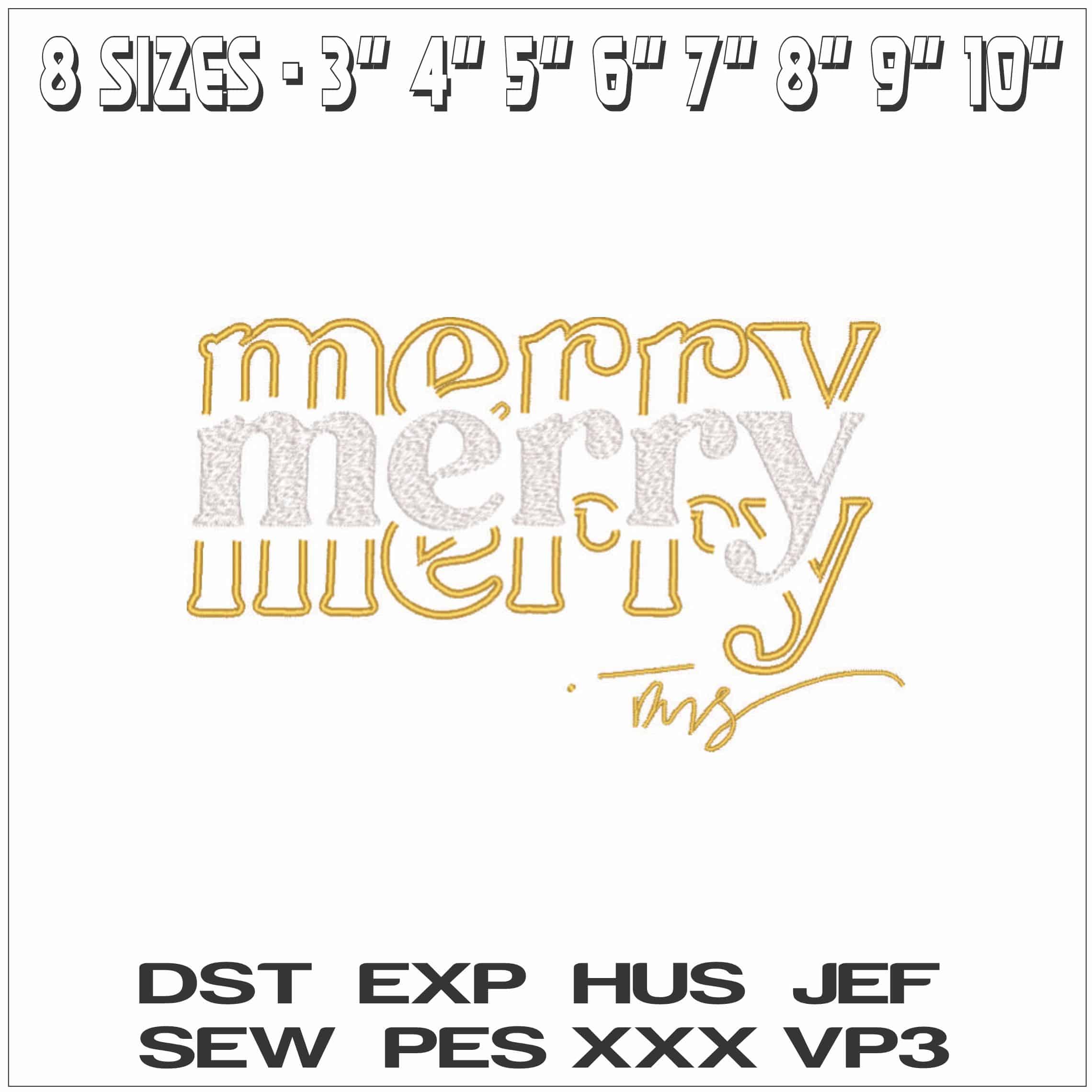 Merry Christmas-Elegant embroidery design file - instant download — view 2