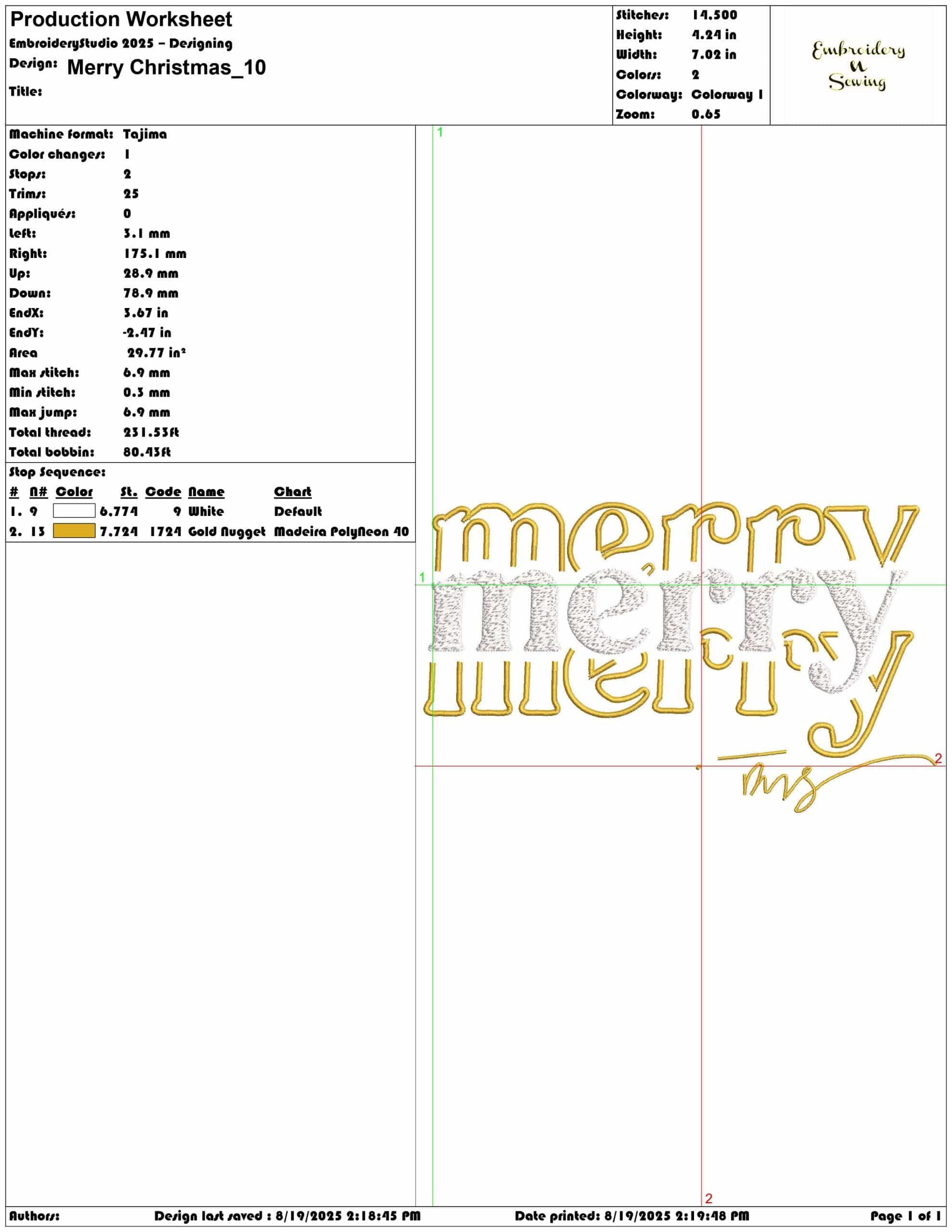 Merry Christmas-Elegant embroidery design file - instant download — view 3